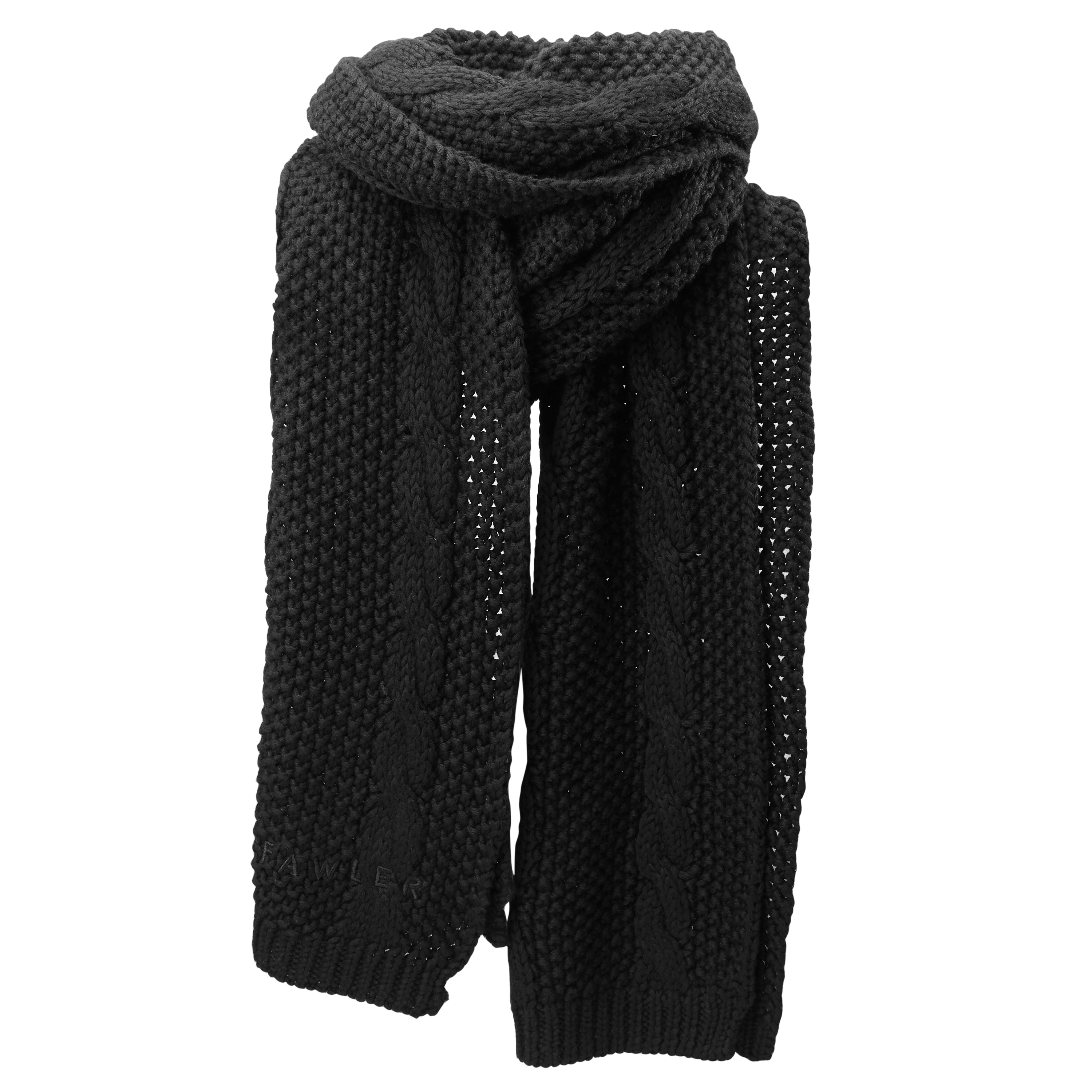Oversized Black Knitted Scarf. Black Scarf. Hand Knitted Black 