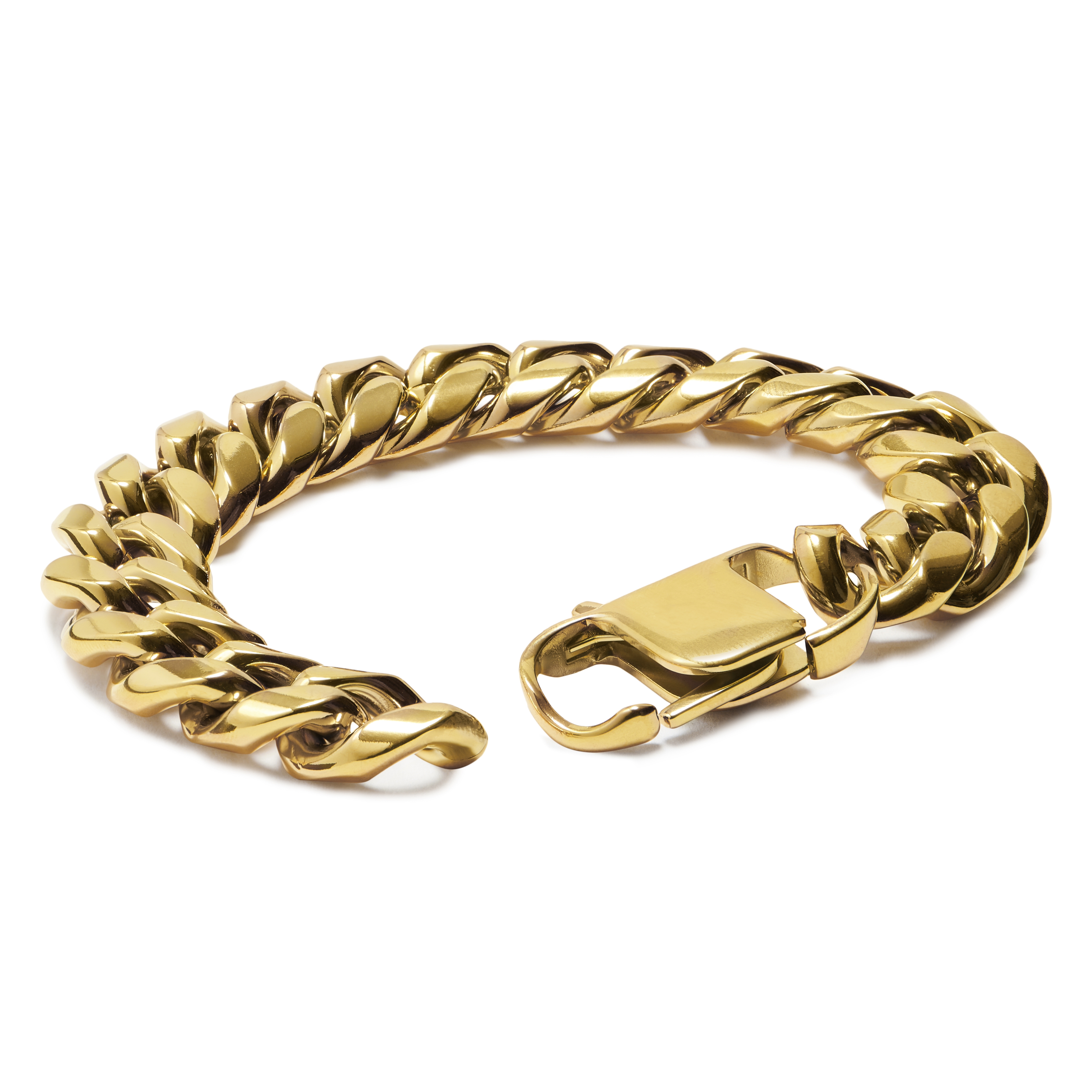 14mm gullfarget stålkjedearmbånd - 2