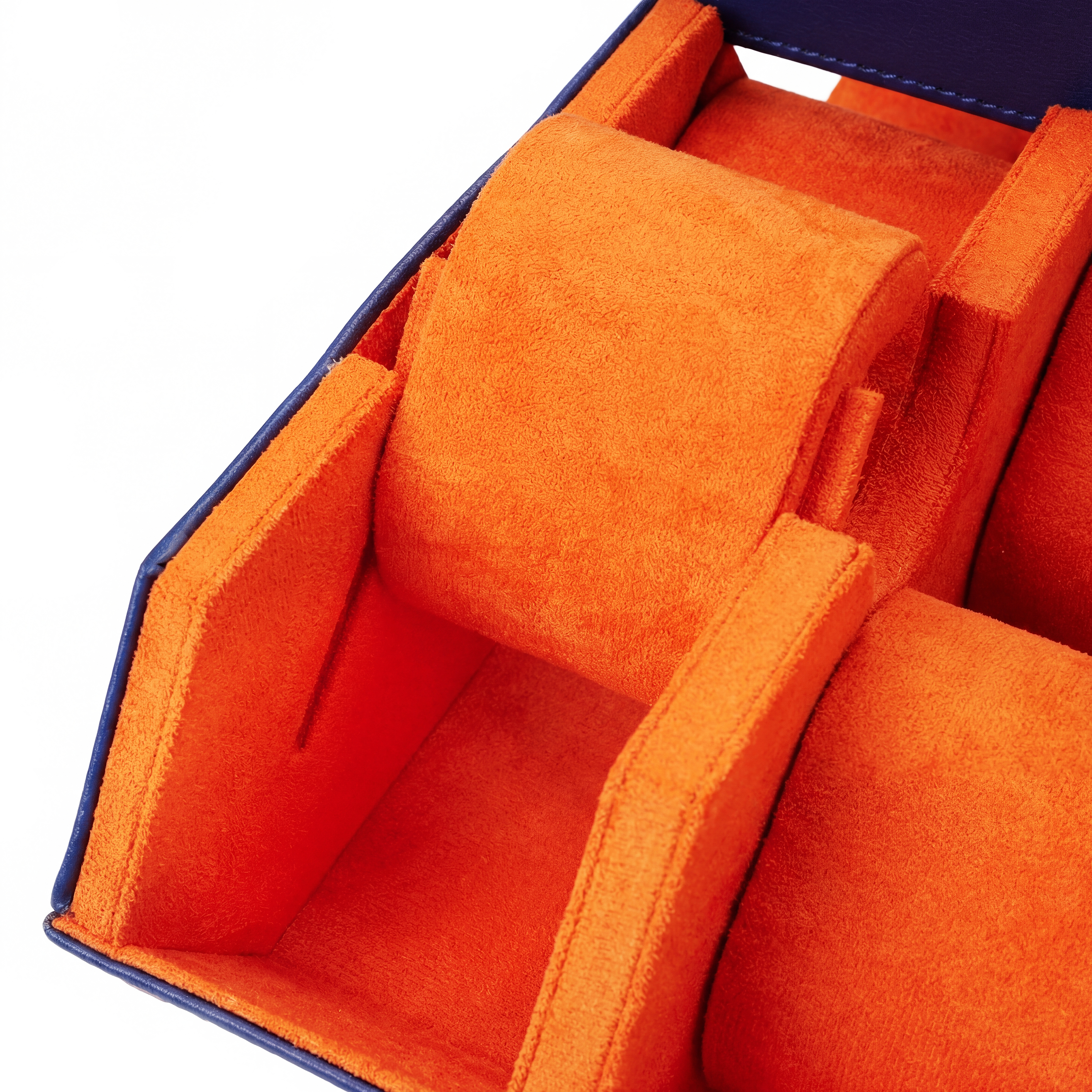 Hexa | Navy & Orange Faux Leather Hexagonal Watch Box - 6 Watches - 5