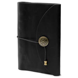 Notebook | Black Leather | Flower Clasp
