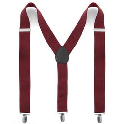 Burgundy Stitched Diamond Patterned Suspenders
