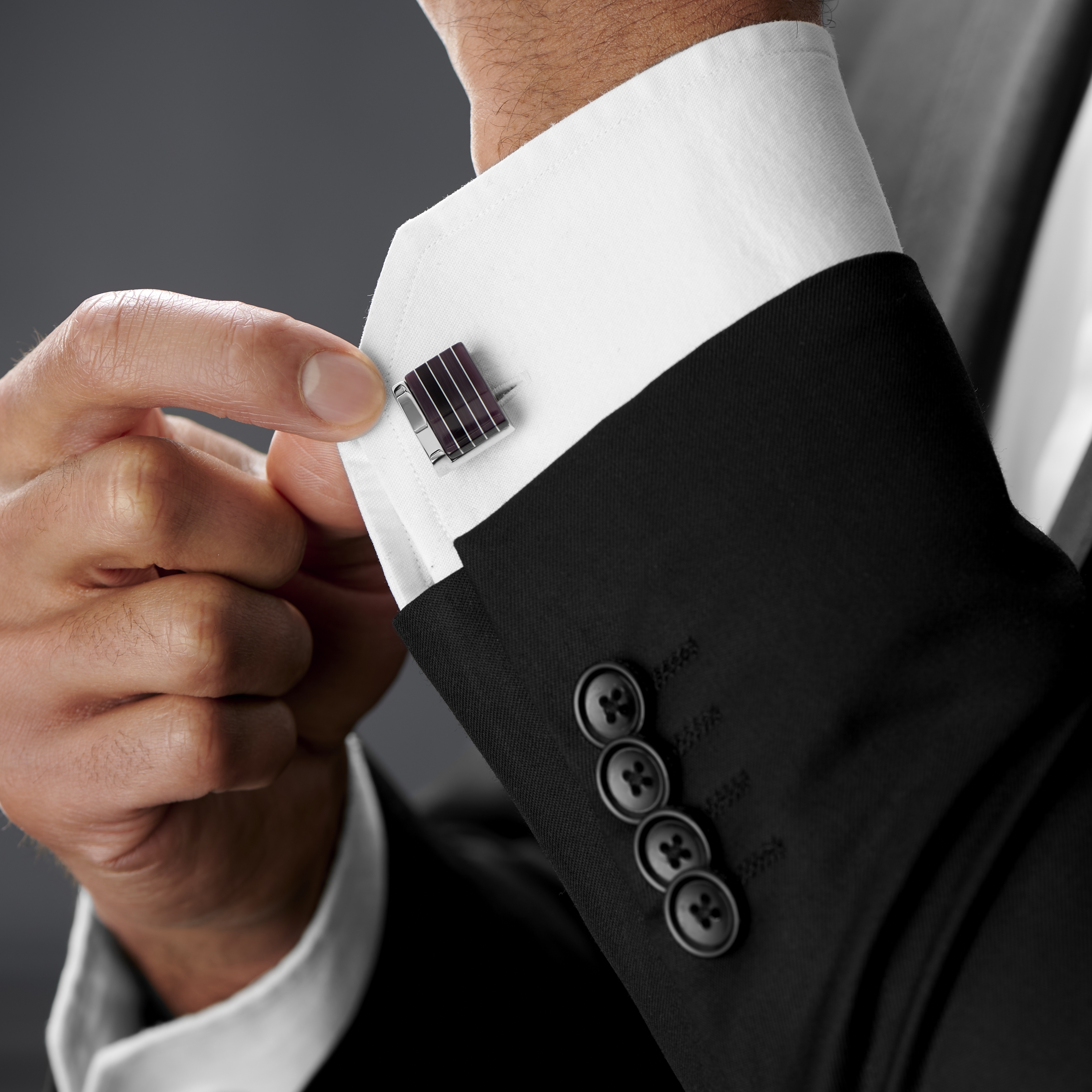 Gestreifte lila Manschettenknöpfe - 3