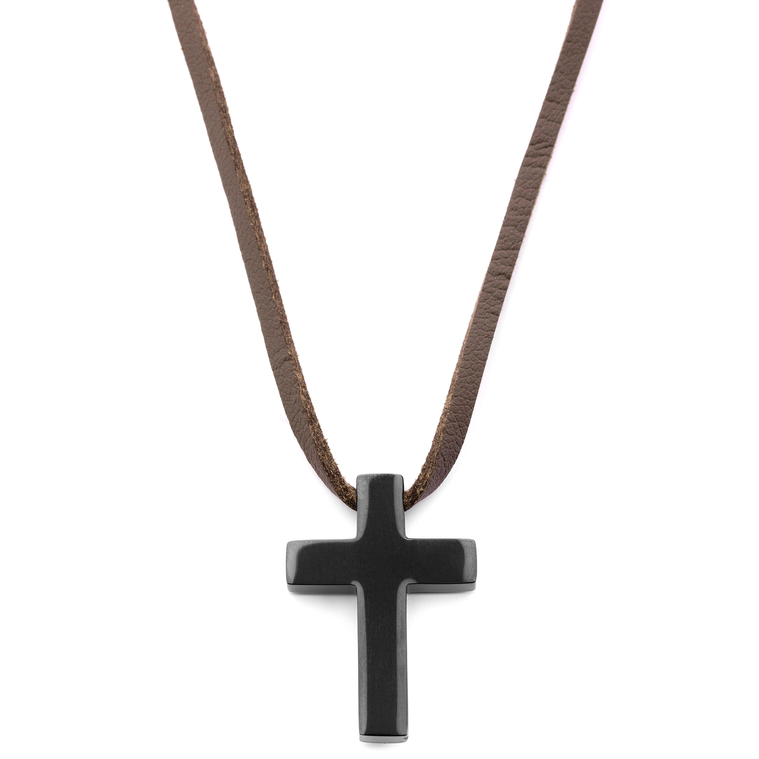 Twister Men's Stainless Steel Double Cross Necklace with Leather Inlay –  Pard's Western Shop Inc.