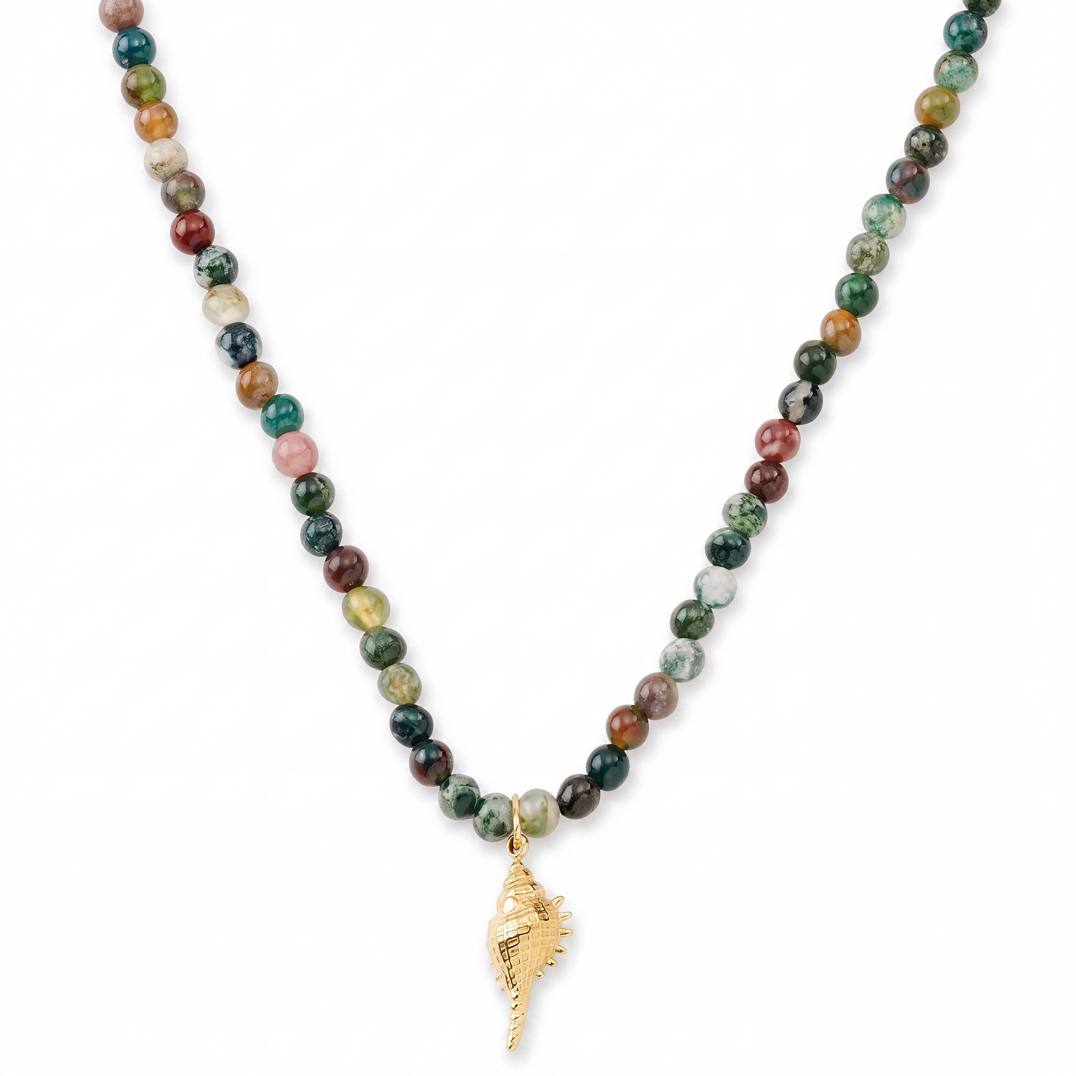 Mediterranean | Earth-Tone Beaded Charm Necklace