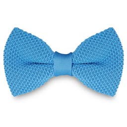 Sky Blue Knitted Pre-Tied Bow Tie
