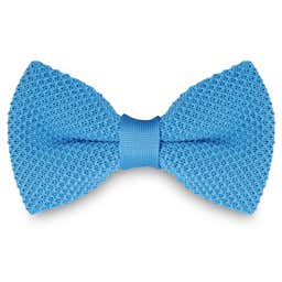 Cerulean Blue Knitted Pre-Tied Bow Tie