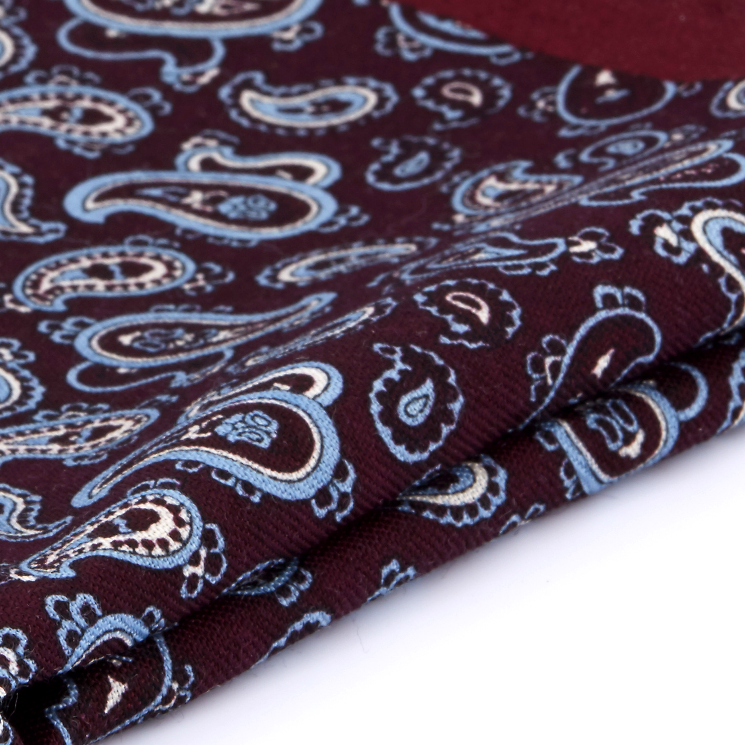 Refined Burgundy Wool Pocket Square - 2