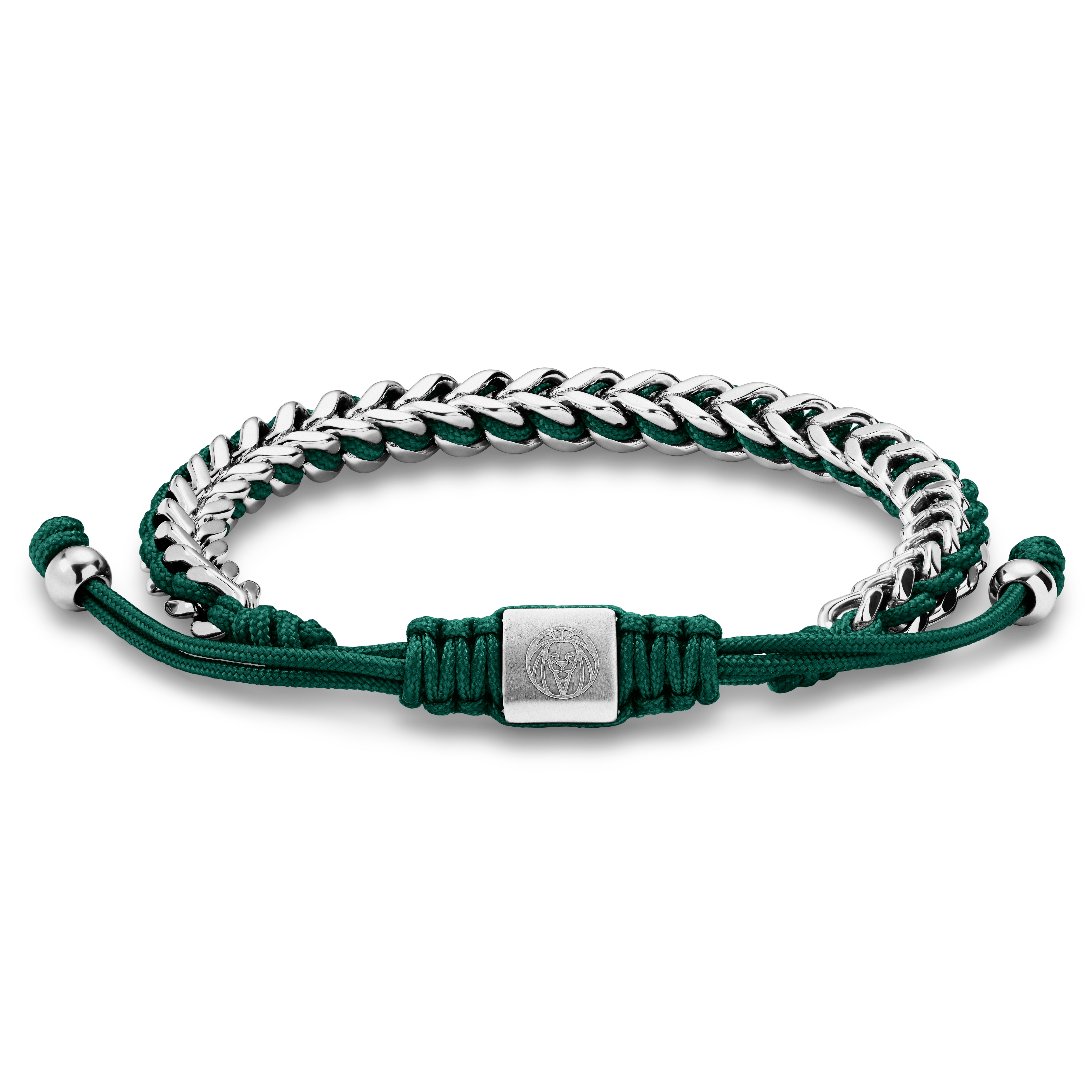 Edelstahl- und Grün-Nylon-Armband - 3