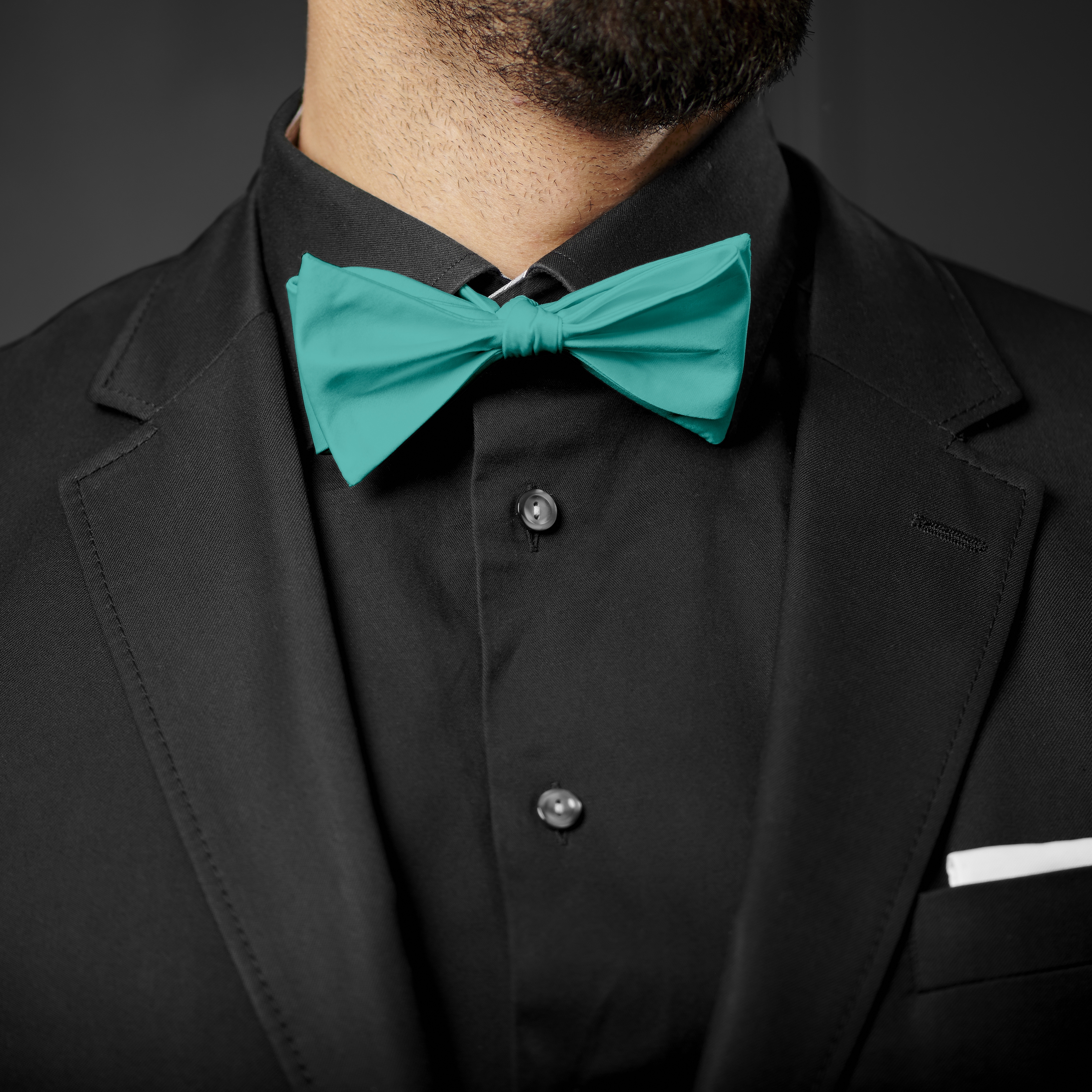 Türkisfarbene Basic Selbstbinder Fliege - 3