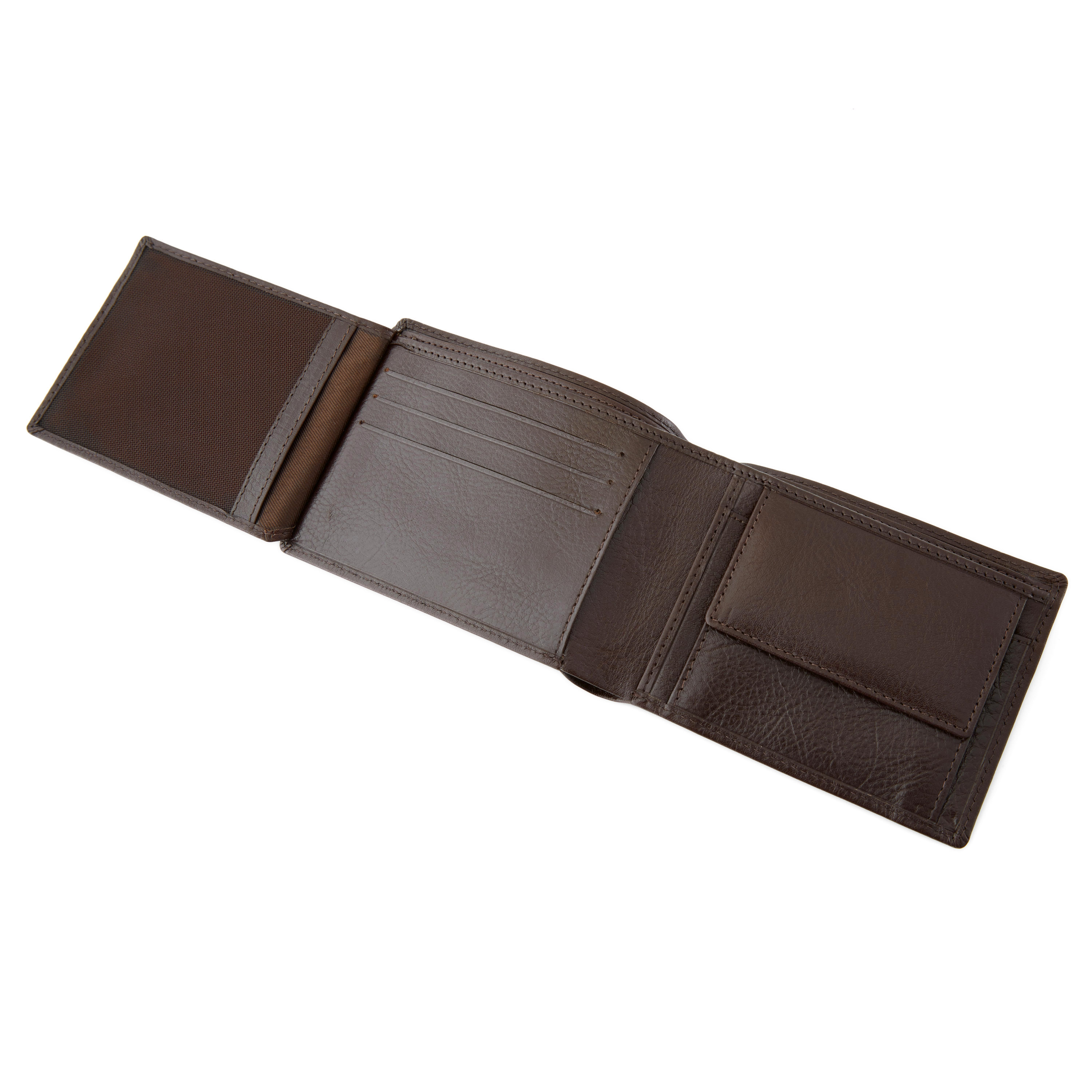 Chocoladebruine Tweevoudige Leren Portemonnee - 7