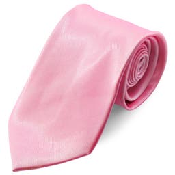 Cravate unie rose bébé brillant - 8 cm