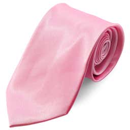 Basic Wide Shiny Baby Pink Polyester Tie