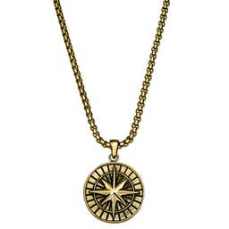 Atlas | Gold-tone Stainless Steel North Star Pendant Necklace