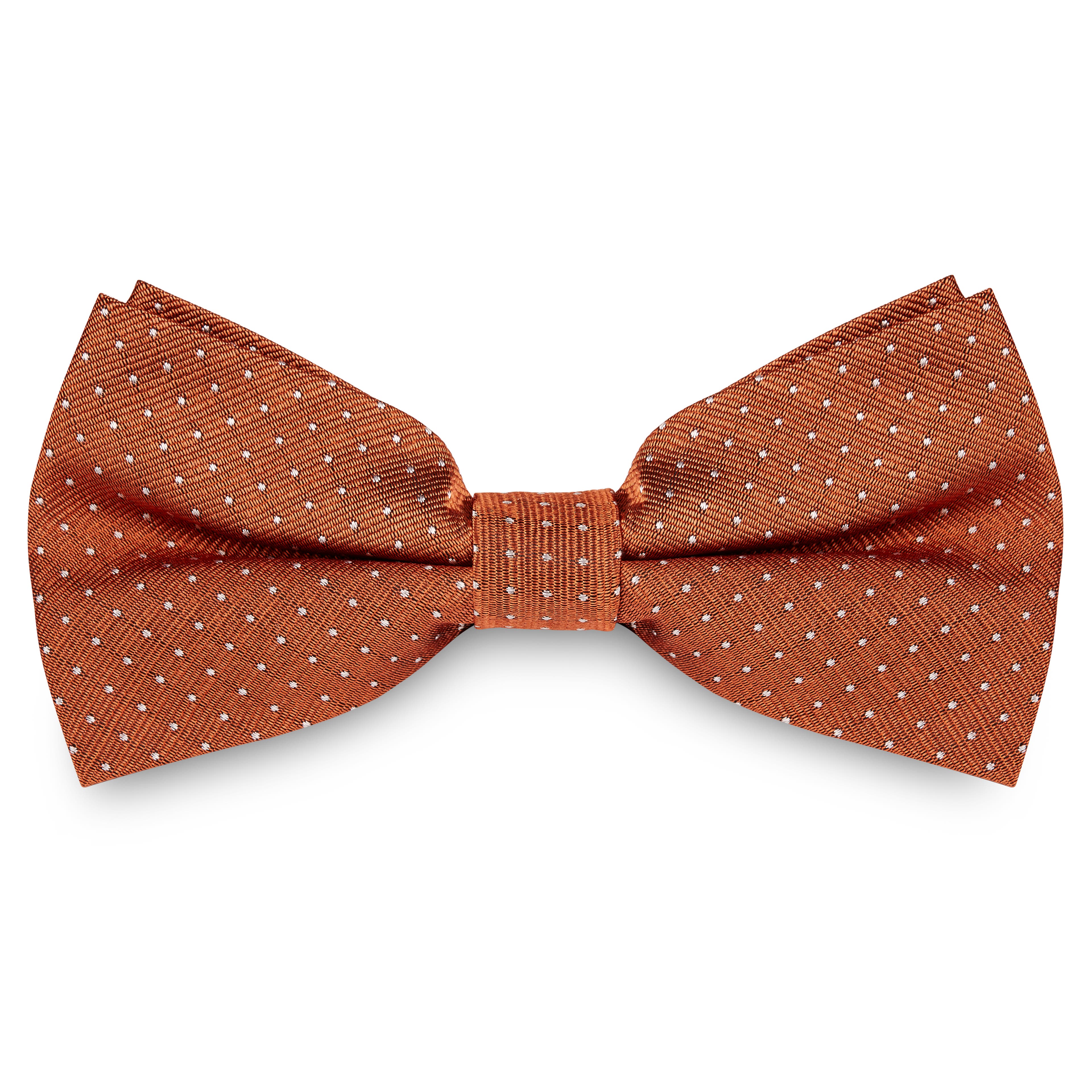 Burnished Brown Polka Dot Silk Pre-Tied Bow Tie