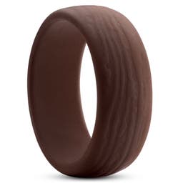 Hnědý silikonový prsten s texturou kůry