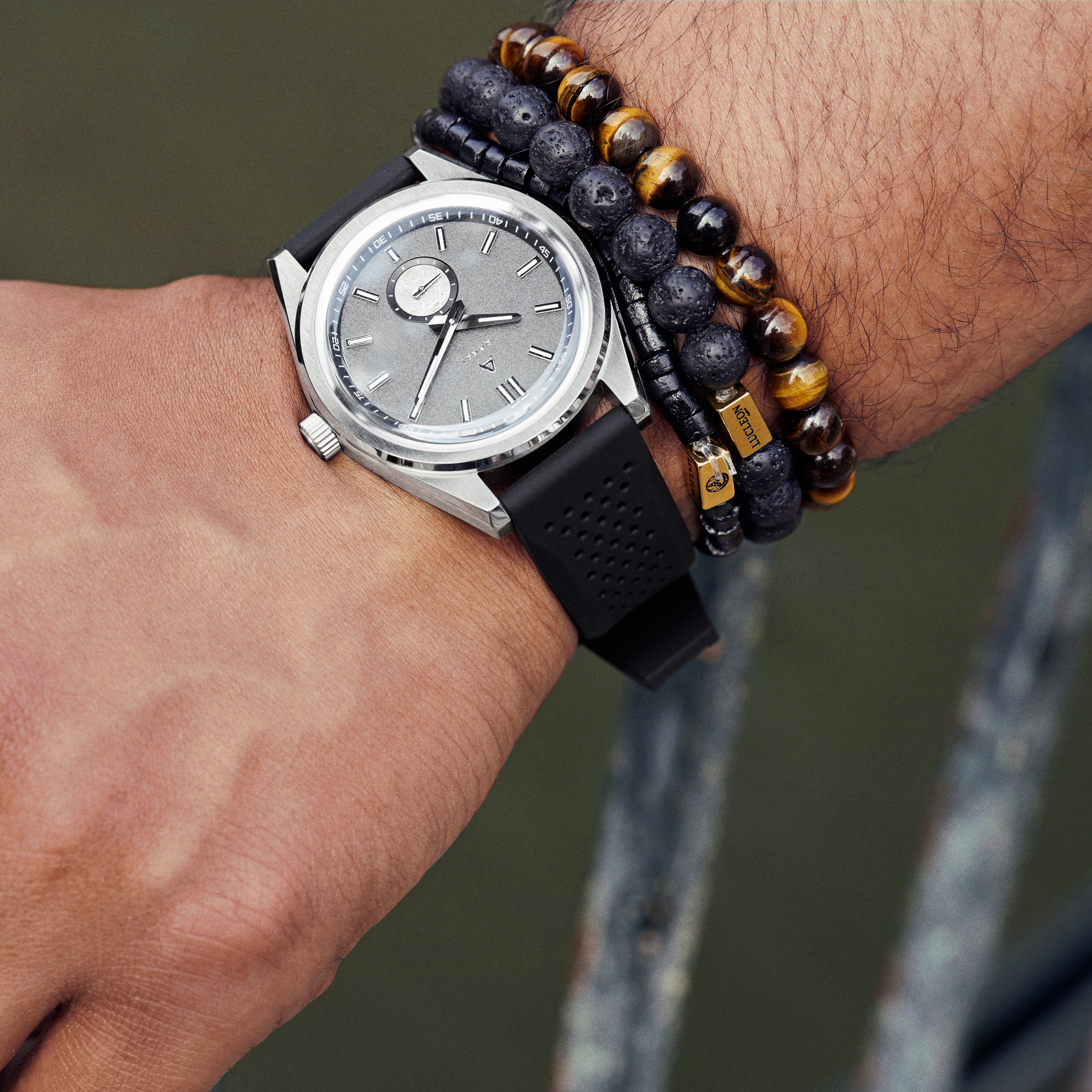 Mond | Silver-tone Stainless Steel and Grey Meteorite Watch - 2
