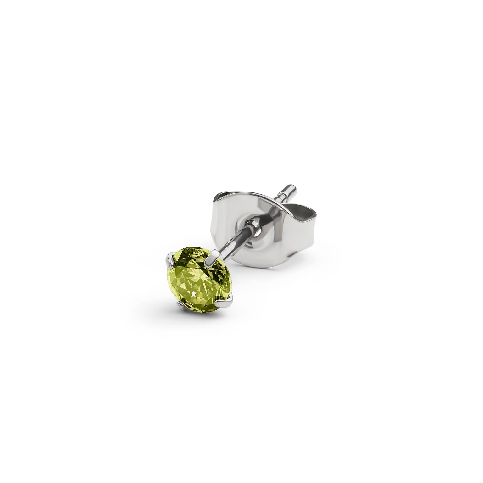 Aura | 4mm Titanium Peridot Green Zirconia Stud Earring Aura | 4mm Titanium Peridot Green Zirconia Stud Earring