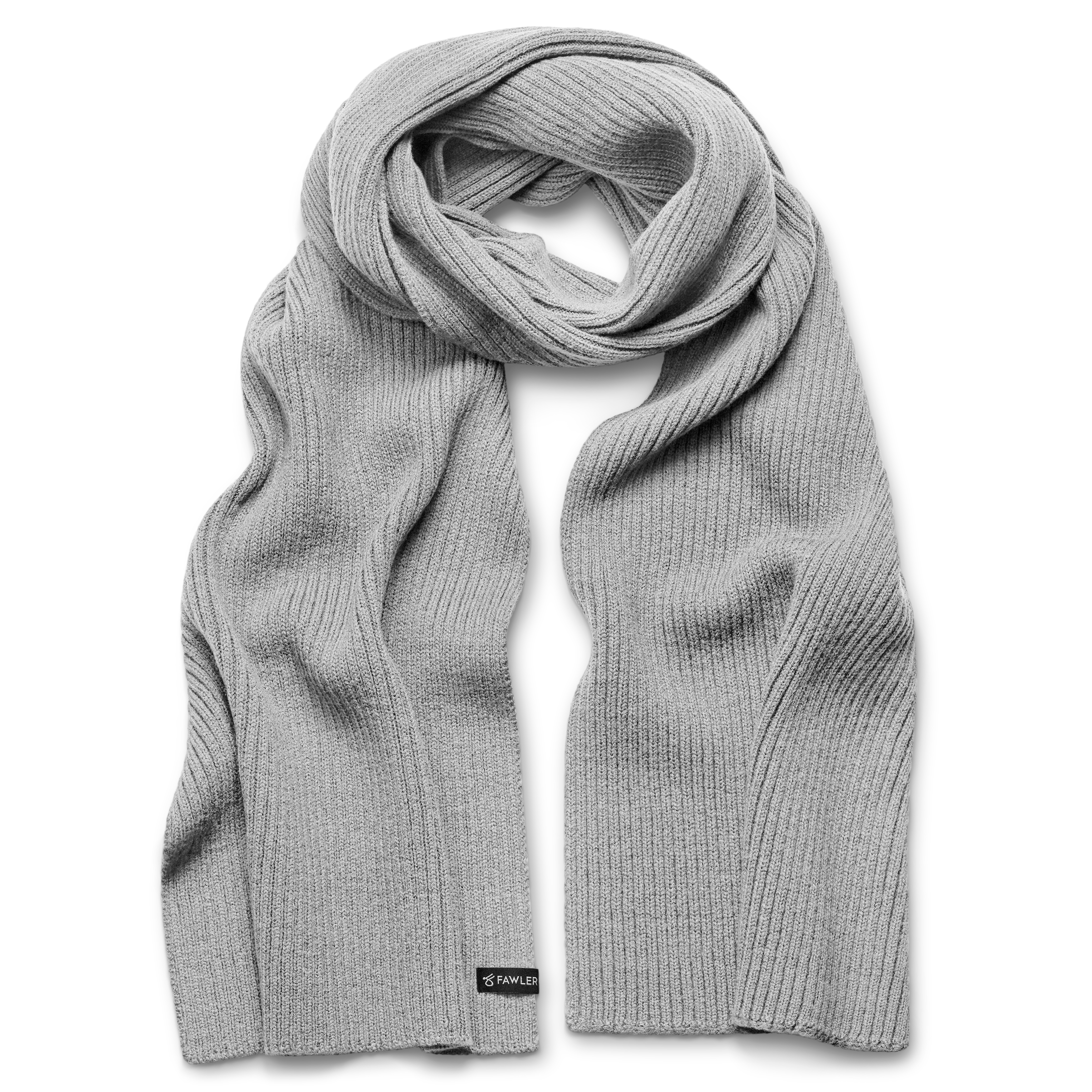 Arctic | Light Grey Rib Knitted Wool Blend Scarf