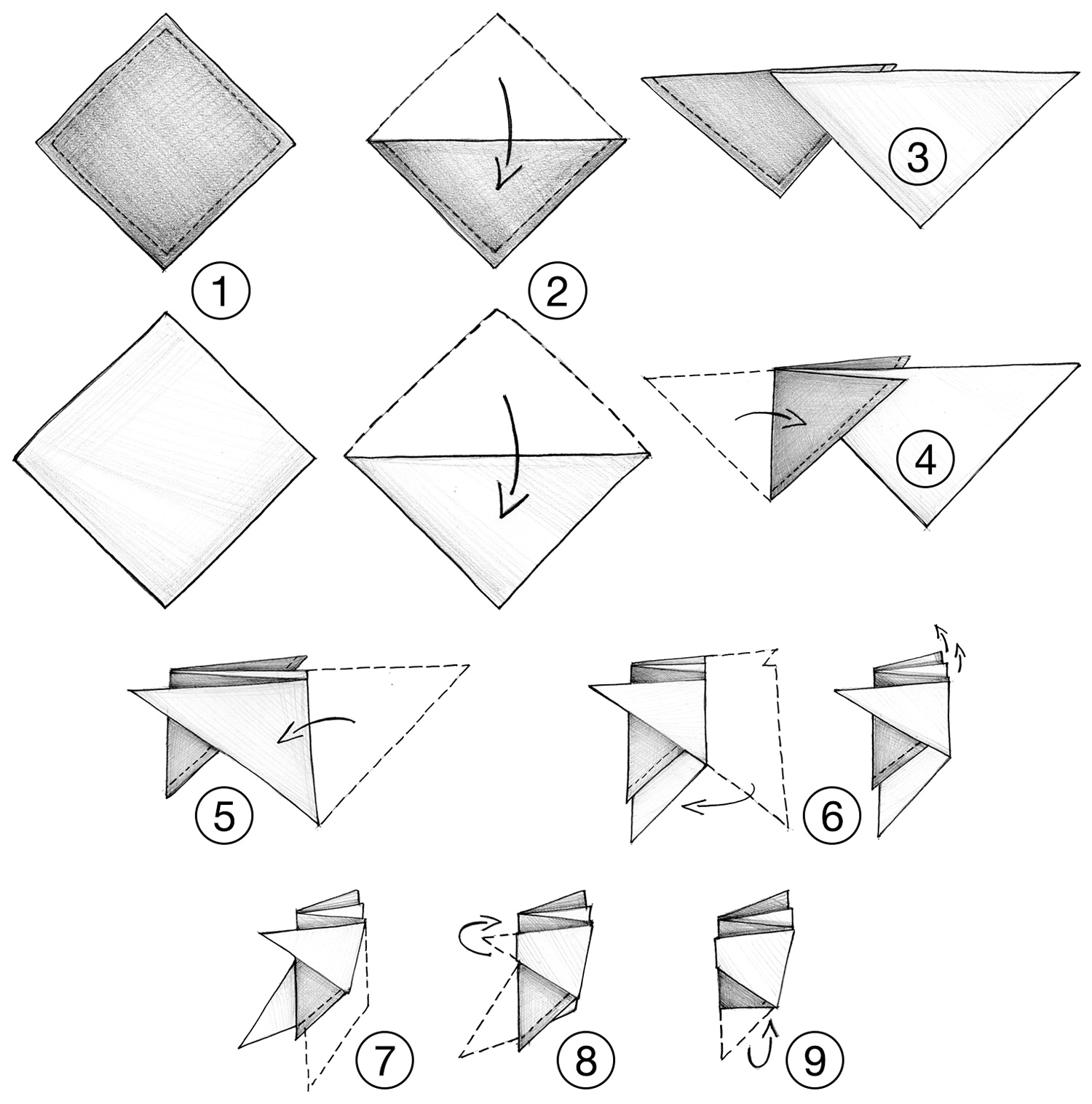 The 4 Stairs Pocket Square Fold
