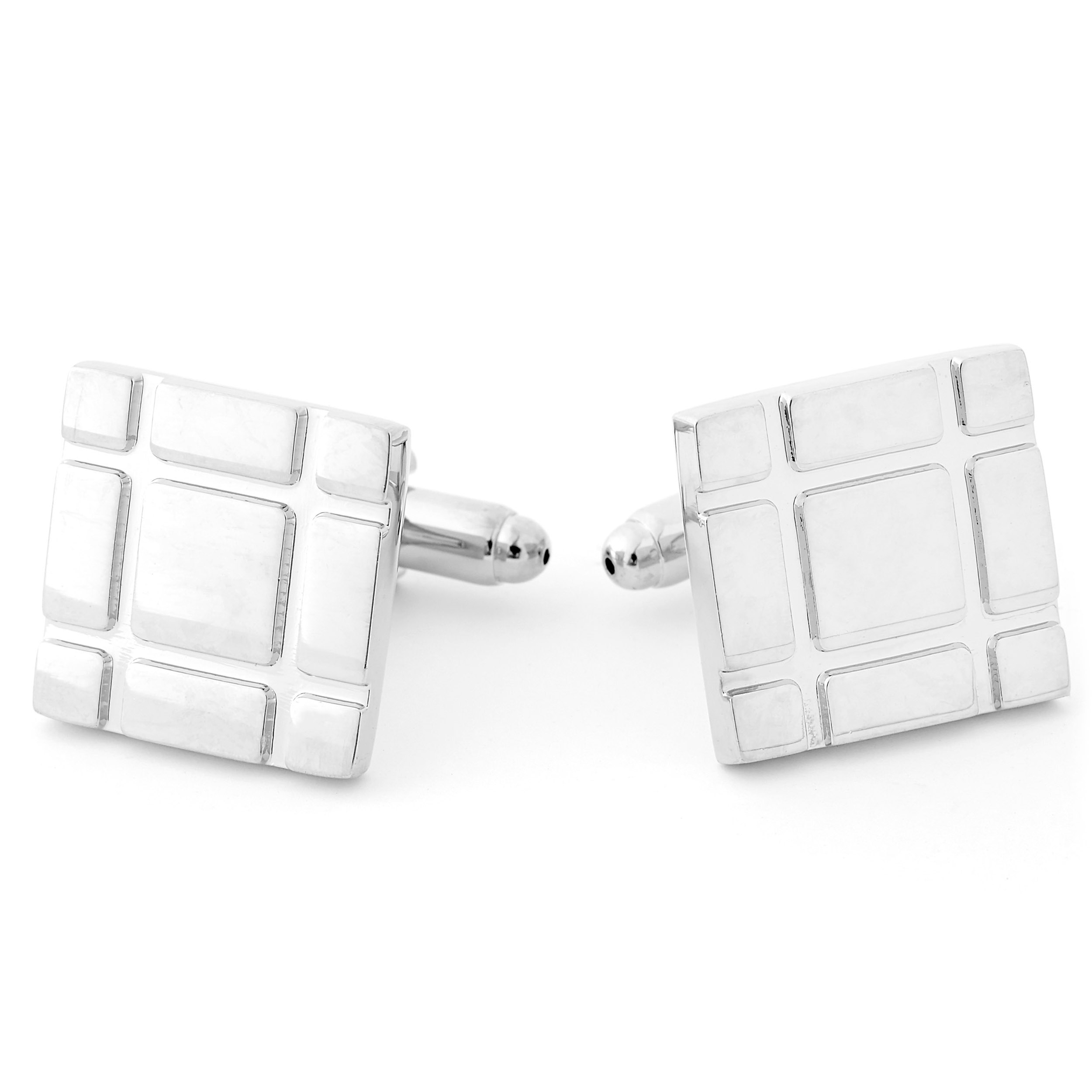 Silver-Tone Tooth Cufflinks & Tie Clip Set - 6