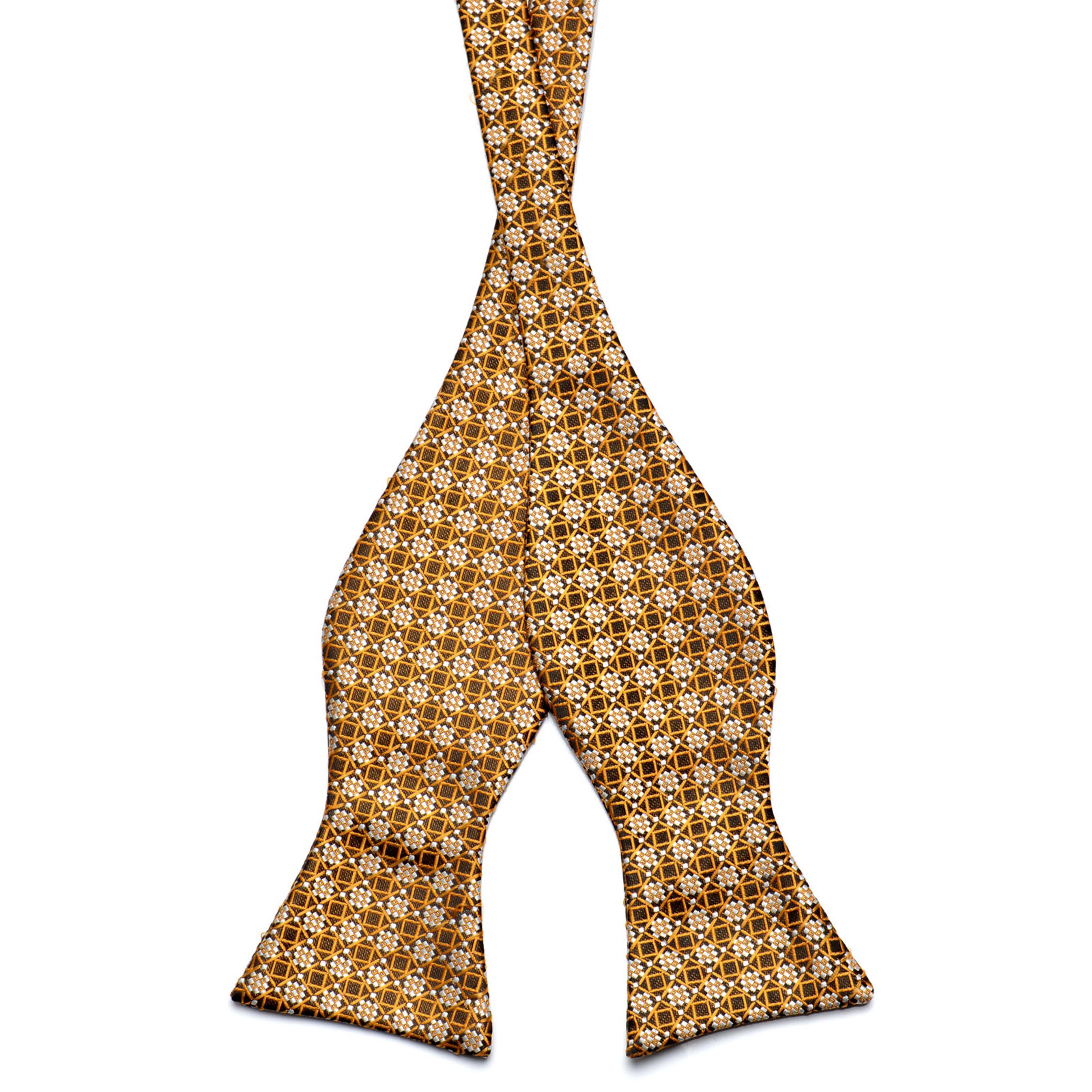 True Brown & Mustard Yellow Retro Self-Tie Bow Tie