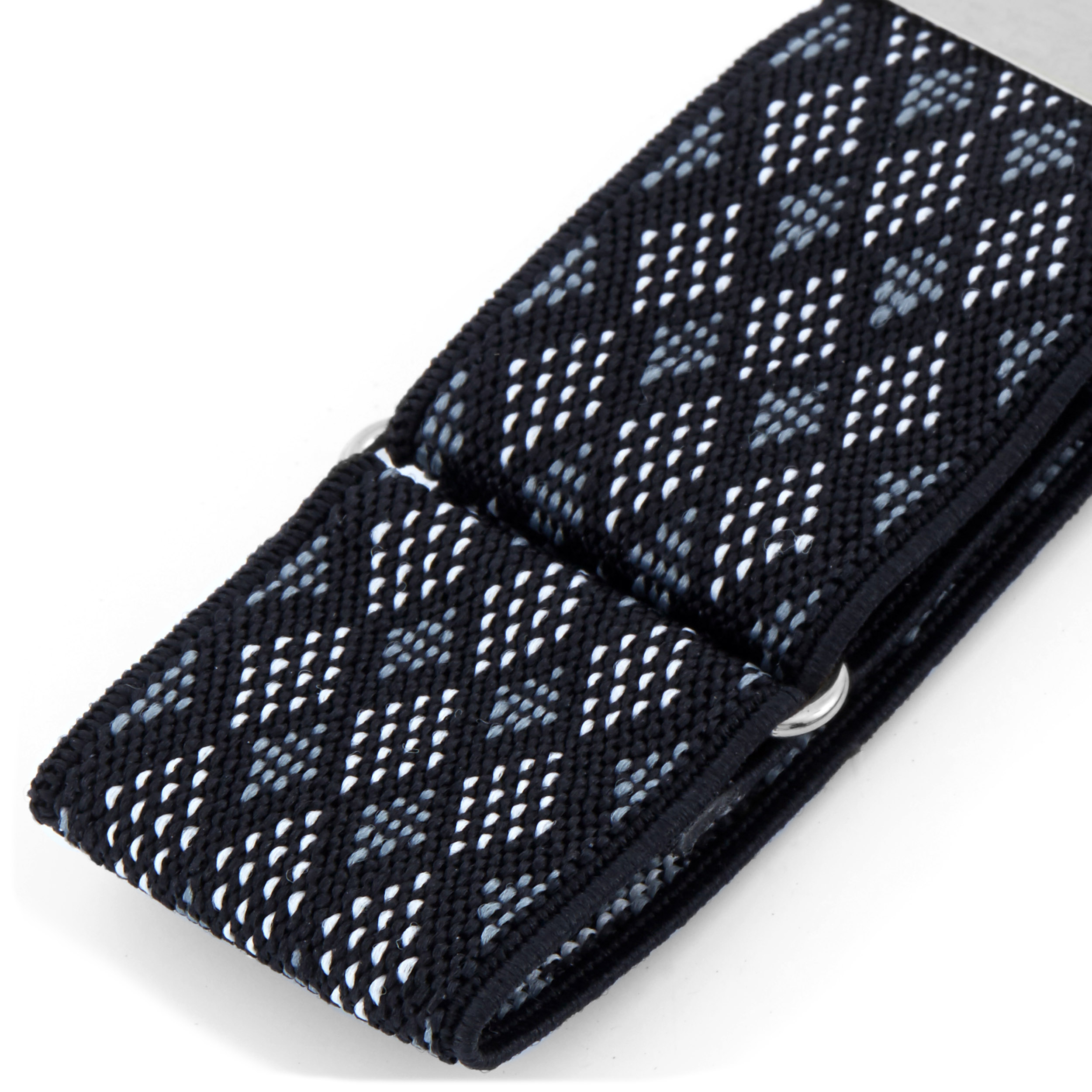 Black, Light Blue & White Repeating Diamond Patterned Sleeve Garters - 2