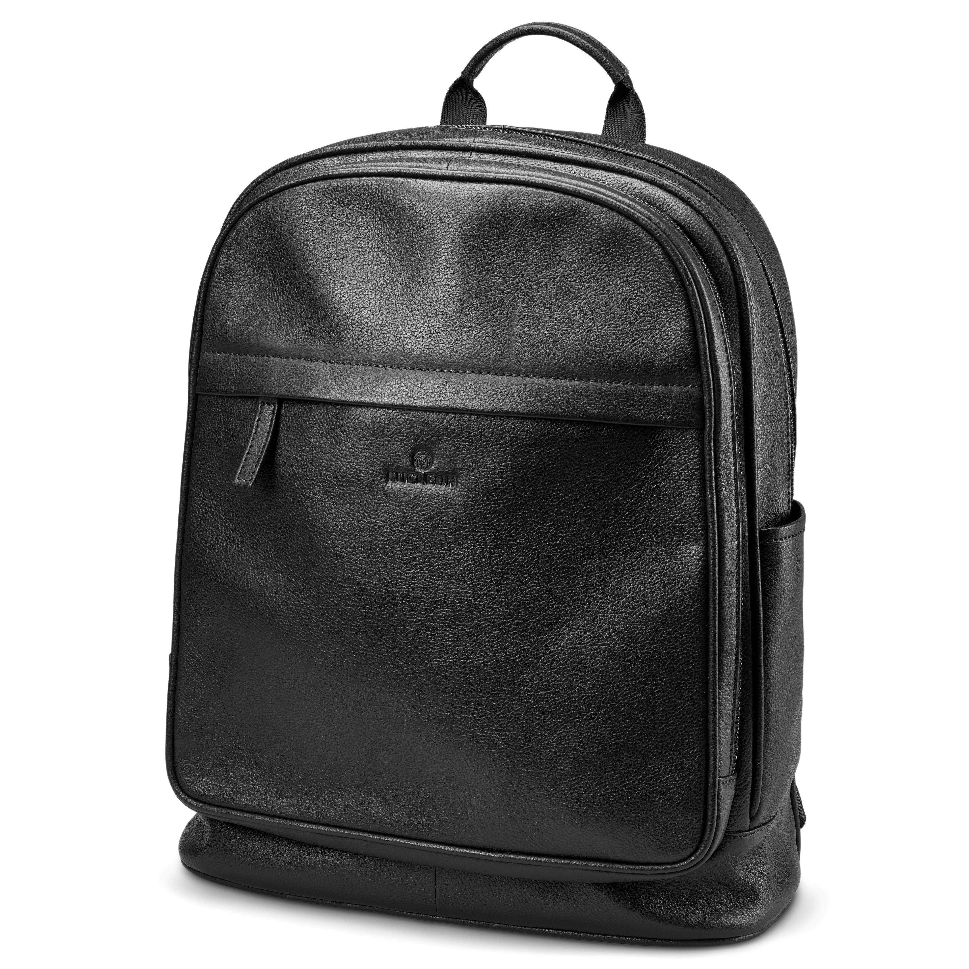 Black Full-Grain Leather Laptop Backpack Black Full-Grain Leather Laptop Backpack
