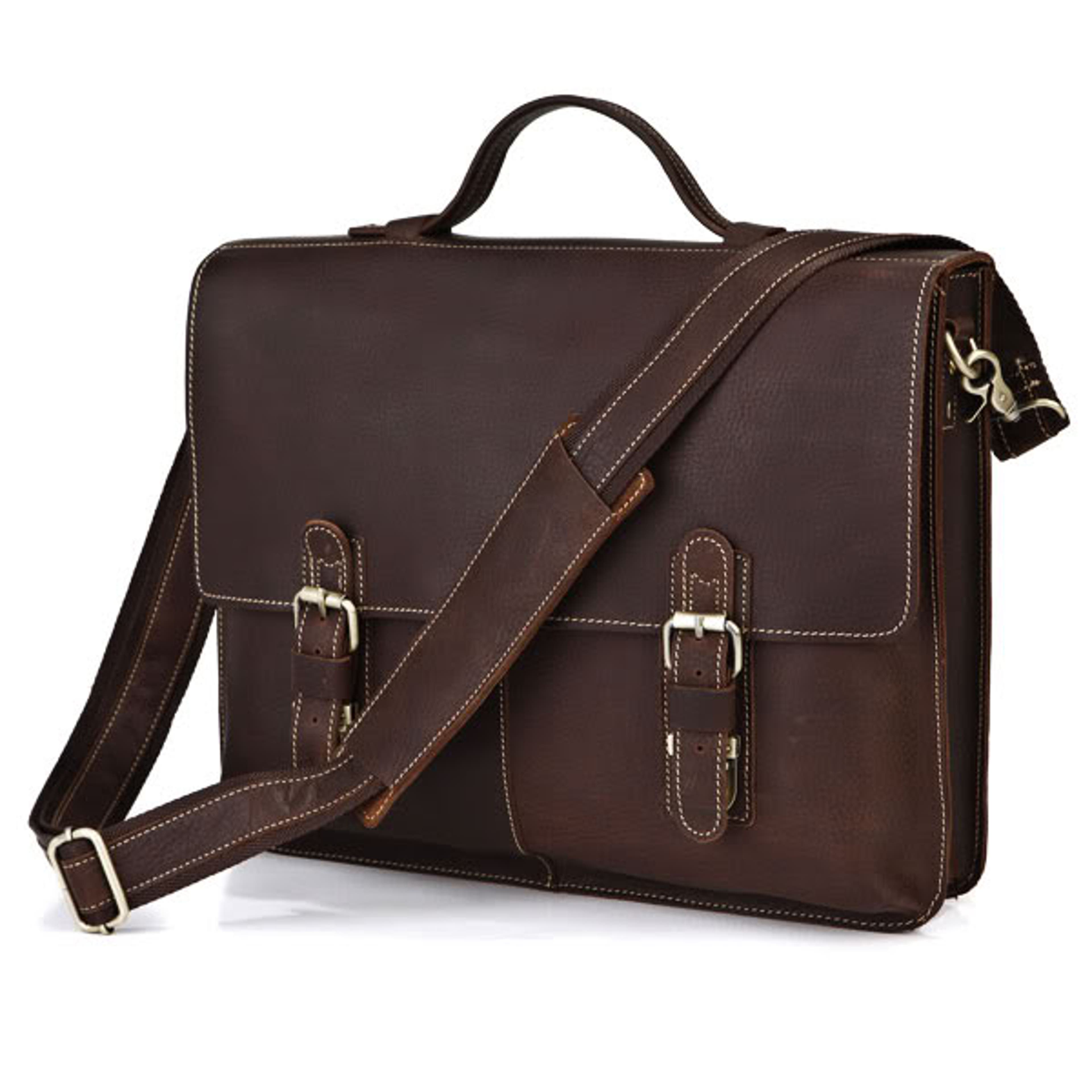 Dark Brown Student Leather Bag