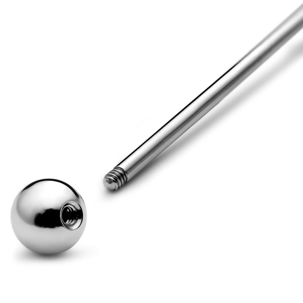 hover: 18 mm Silver-Tone Straight Ball-Tipped Surgical Steel Barbell hover: 18 mm Silver-Tone Straight Ball-Tipped Surgical Steel Barbell