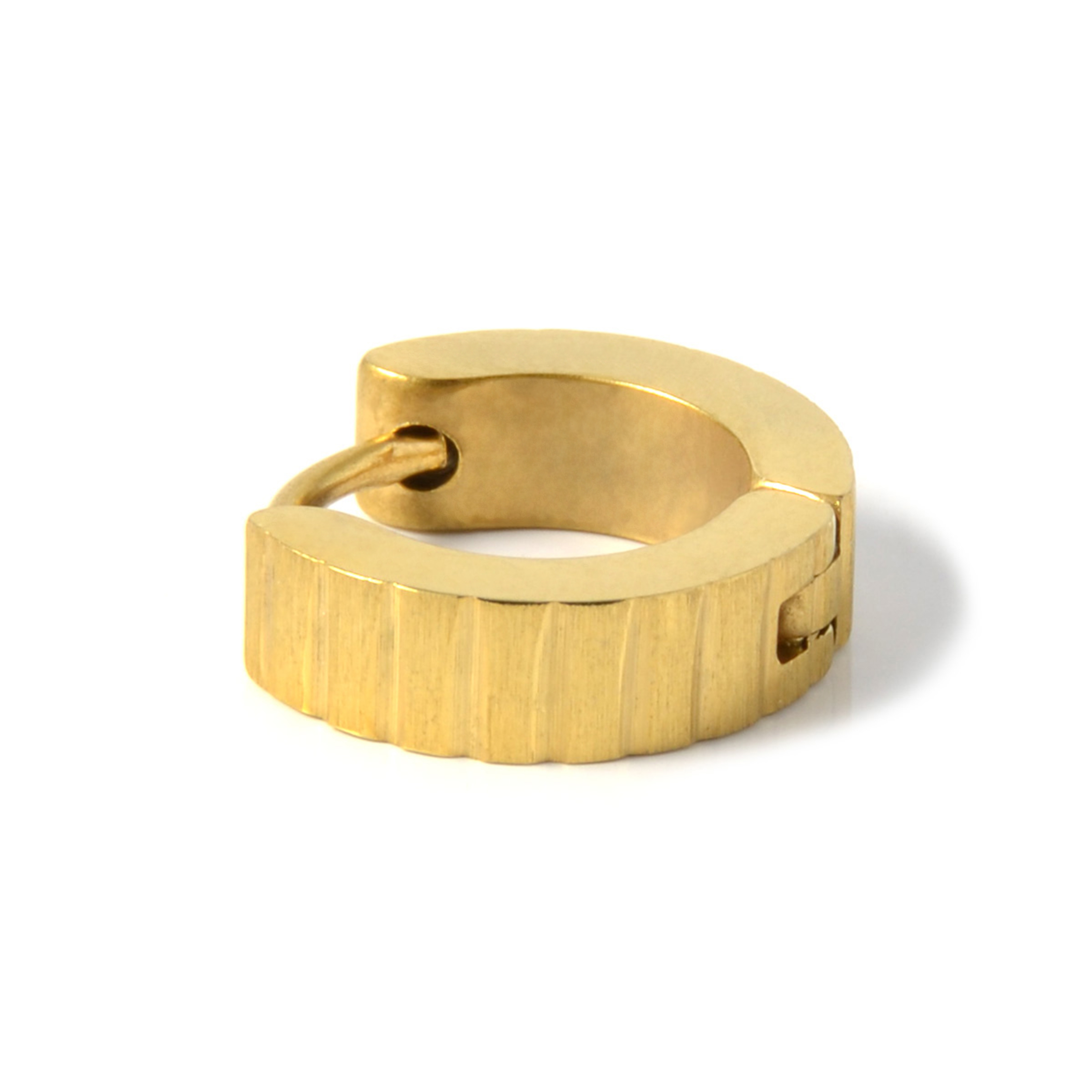 Runder, gerillter goldener Ohrring - 2