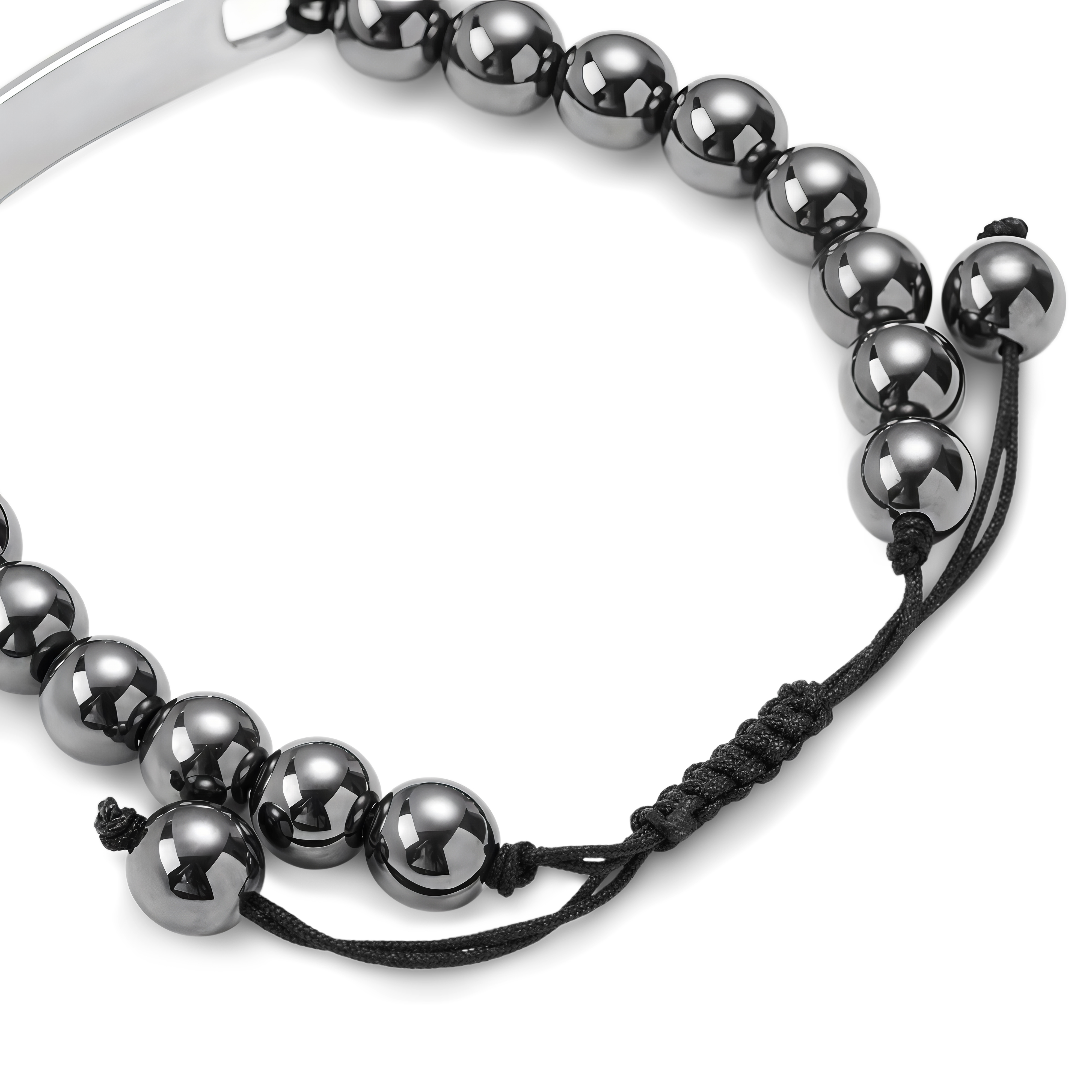 Hematito ir nerūdijančio plieno ID apyrankė - 6