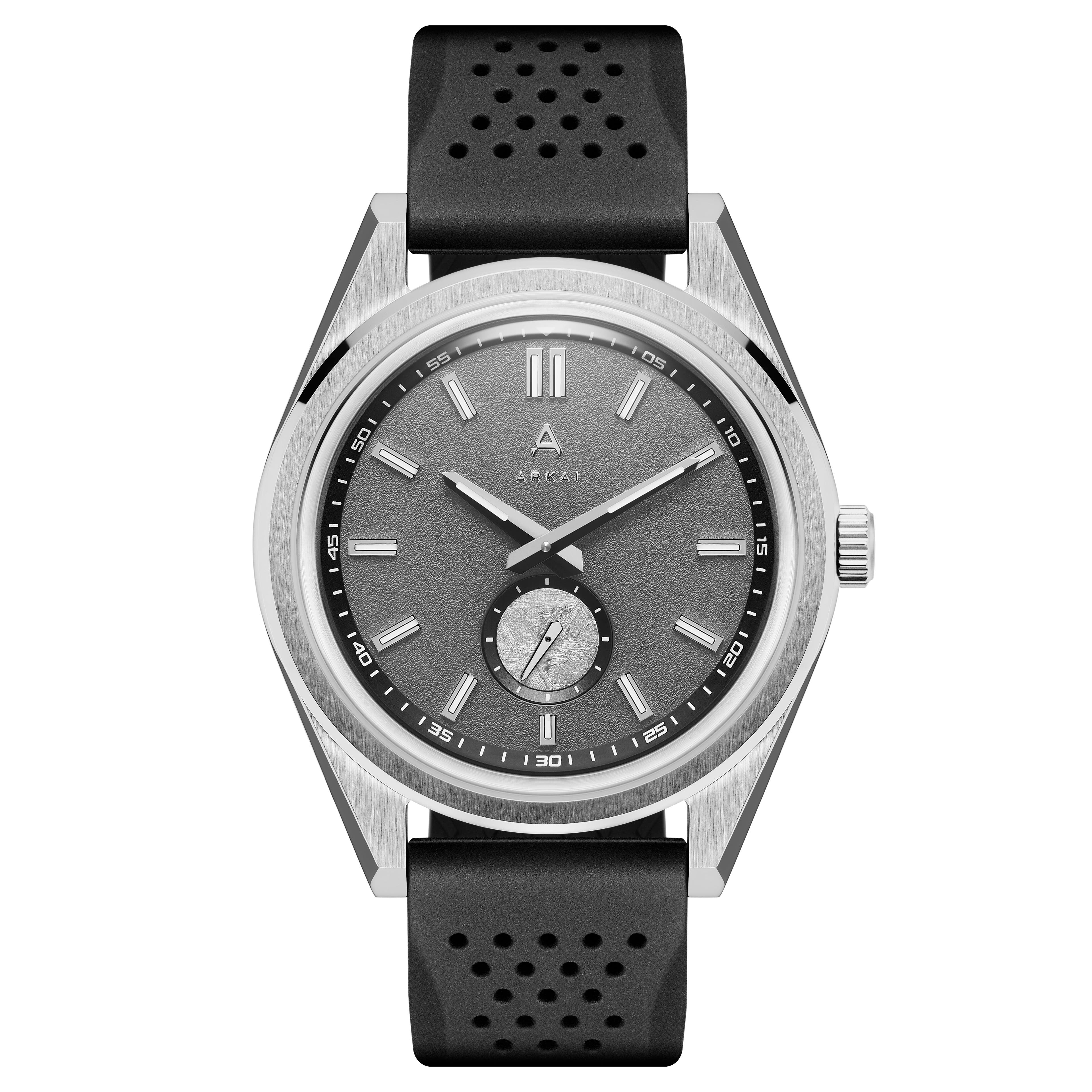 Mond | Silver-tone Stainless Steel and Grey Meteorite Watch