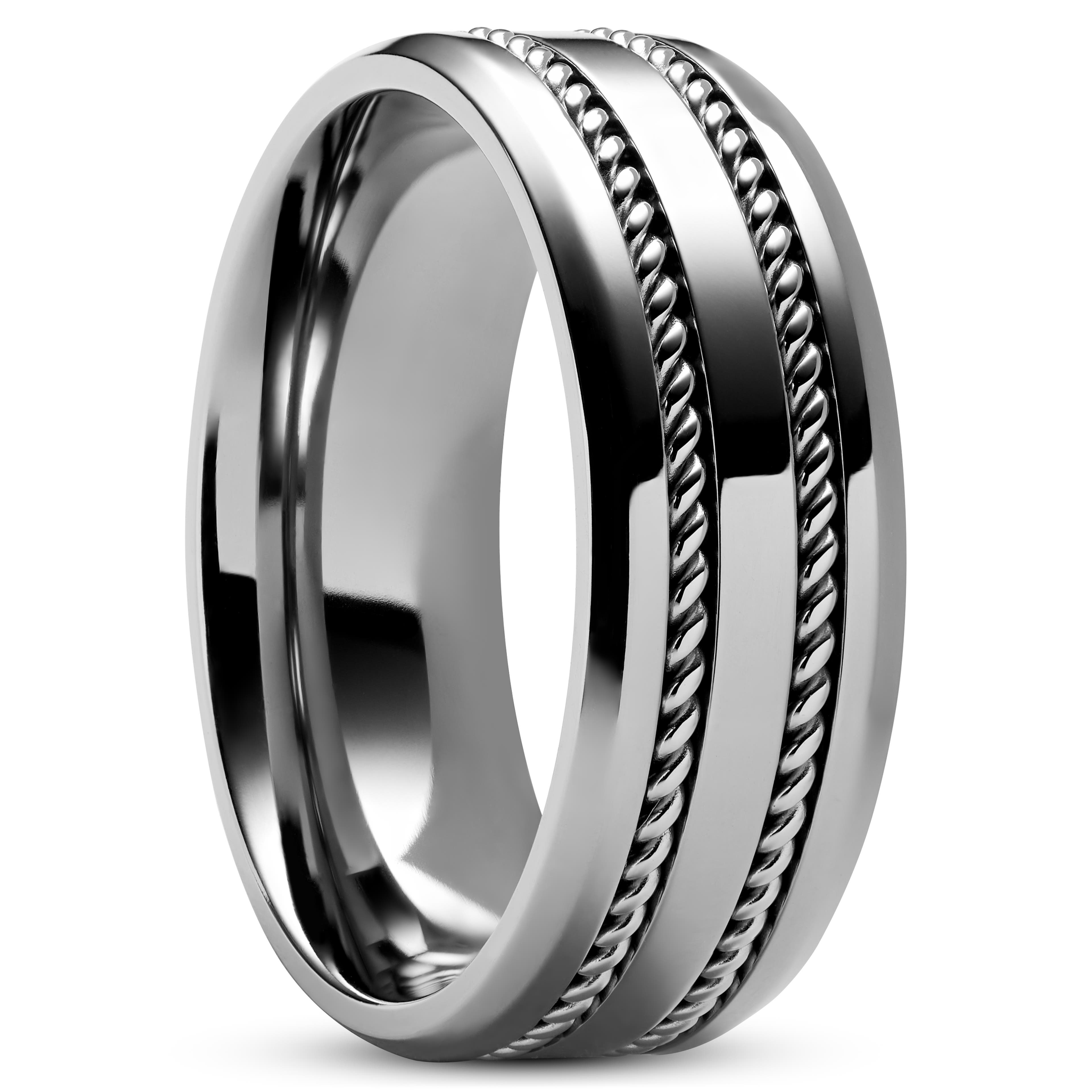 Aesop Zilverkleurige Titanium ring met Dubbele Draad