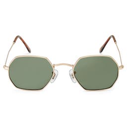 Gold-Tone & Army Green Groovy Sunglasses