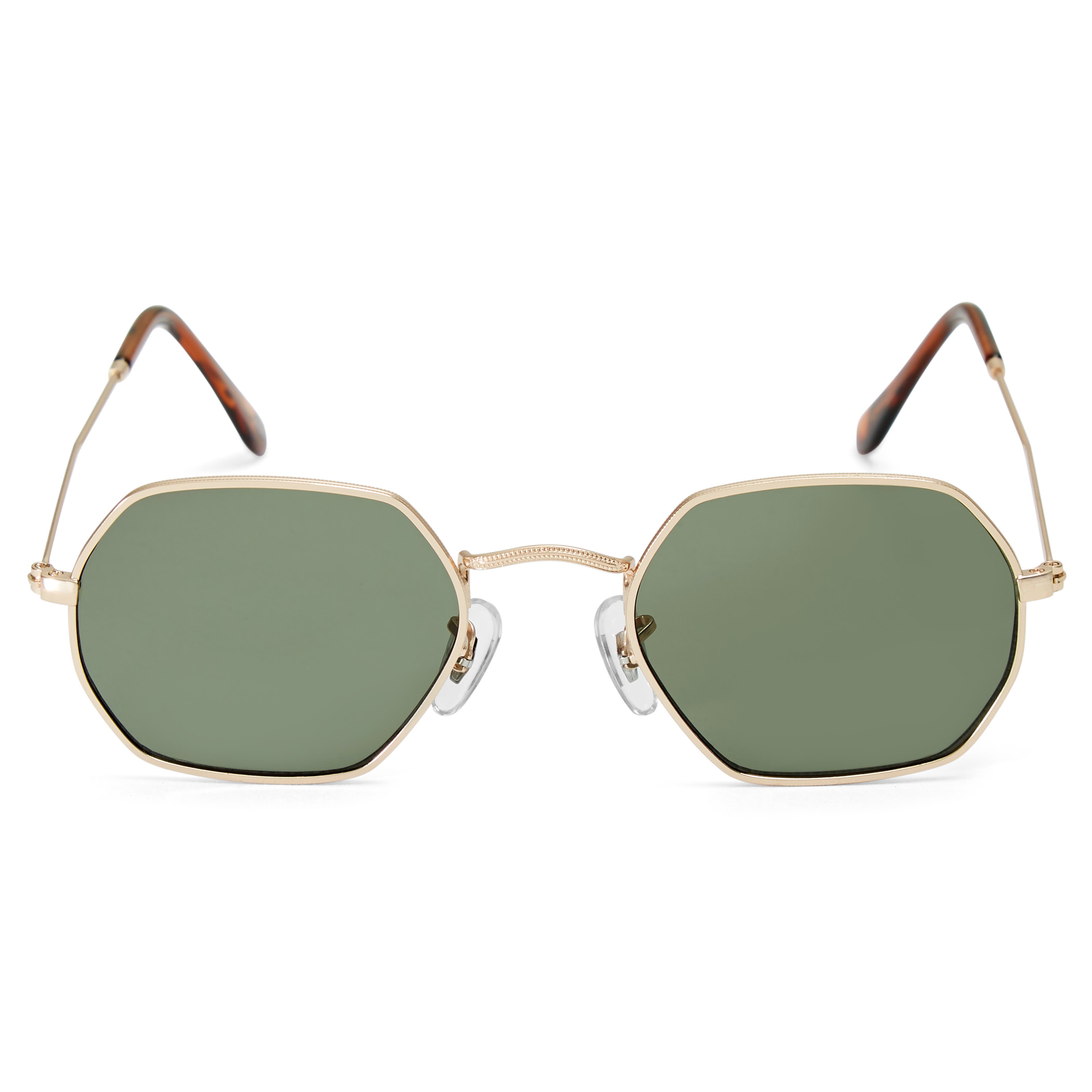 Gold-Tone & Army Green Groovy Sunglasses