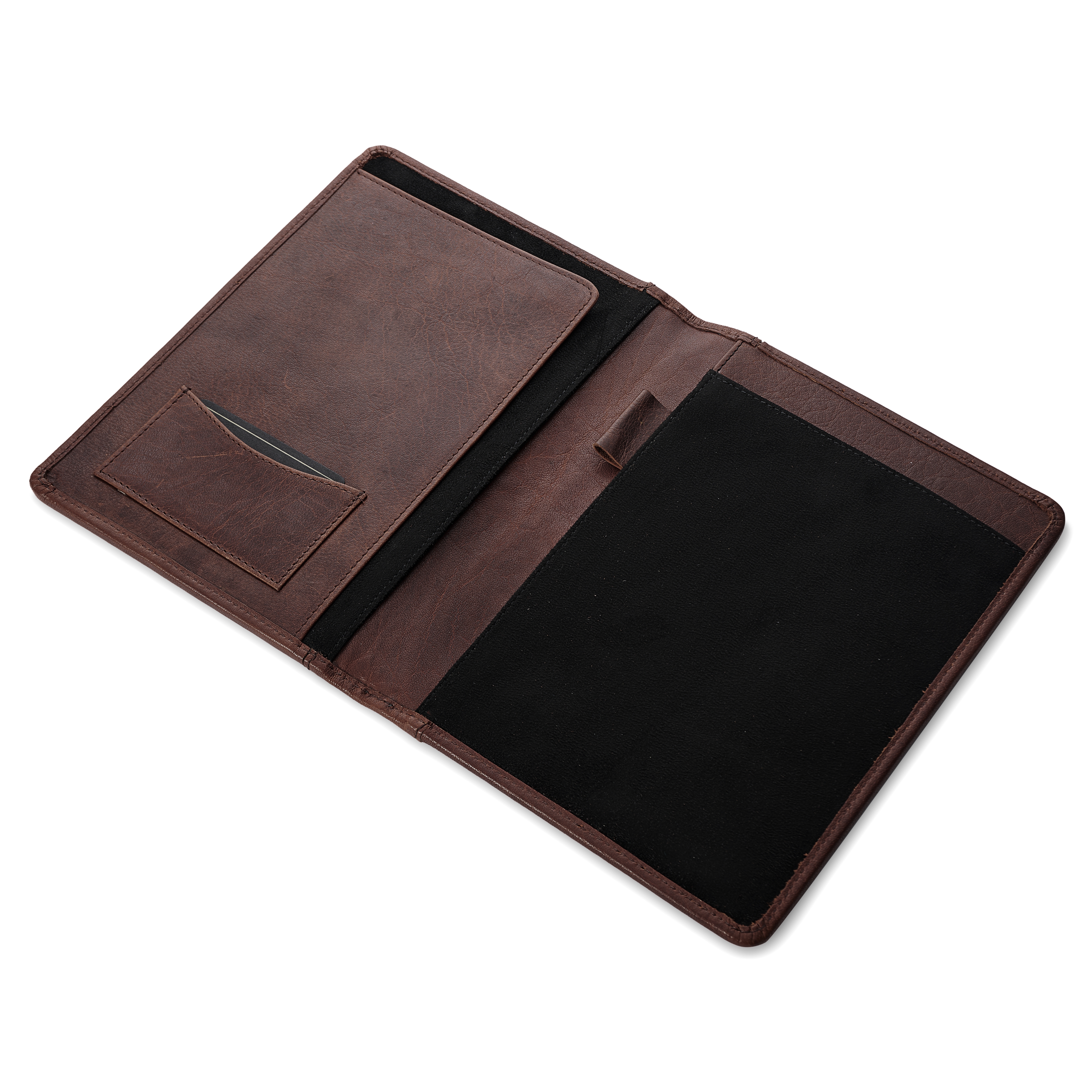 Brown Refillable Buffalo Leather Notebook & Journal Cover with Card Holder - 4