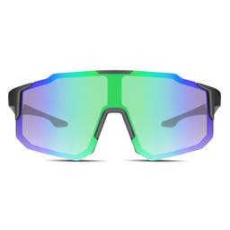 Sorte & Grønne Wraparound Sport Solbriller