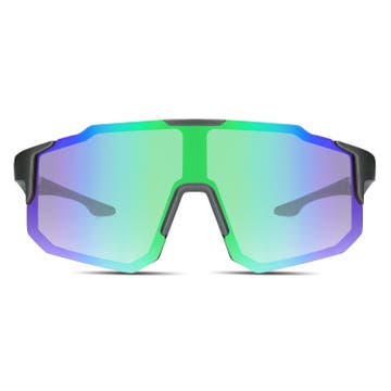 Ochelari de soare sport, supradimensionați, cu negru&verde