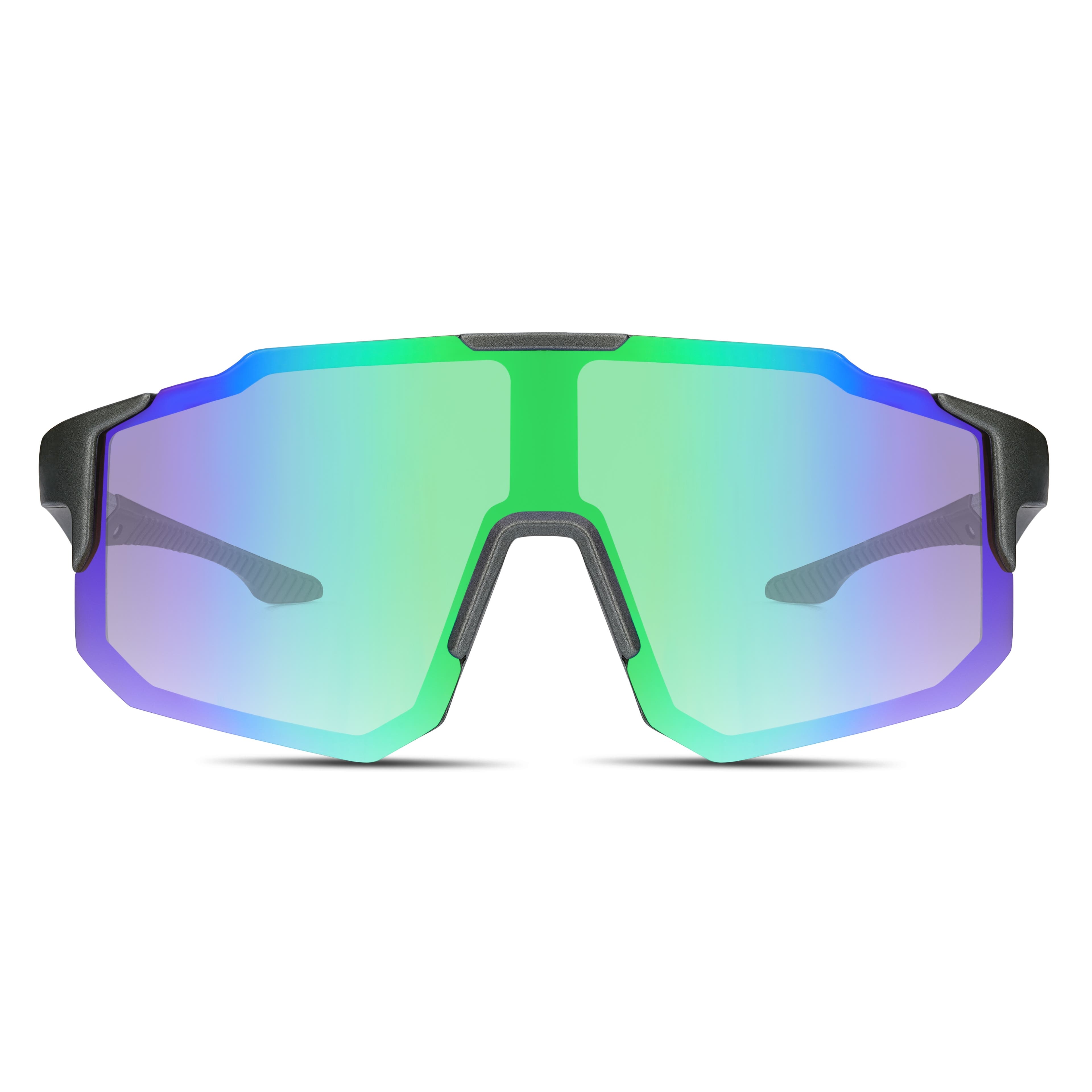 Black & Green Wraparound Sports Sunglasses