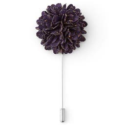 Deep Purple & Gold-Tone Flower Lapel Pin