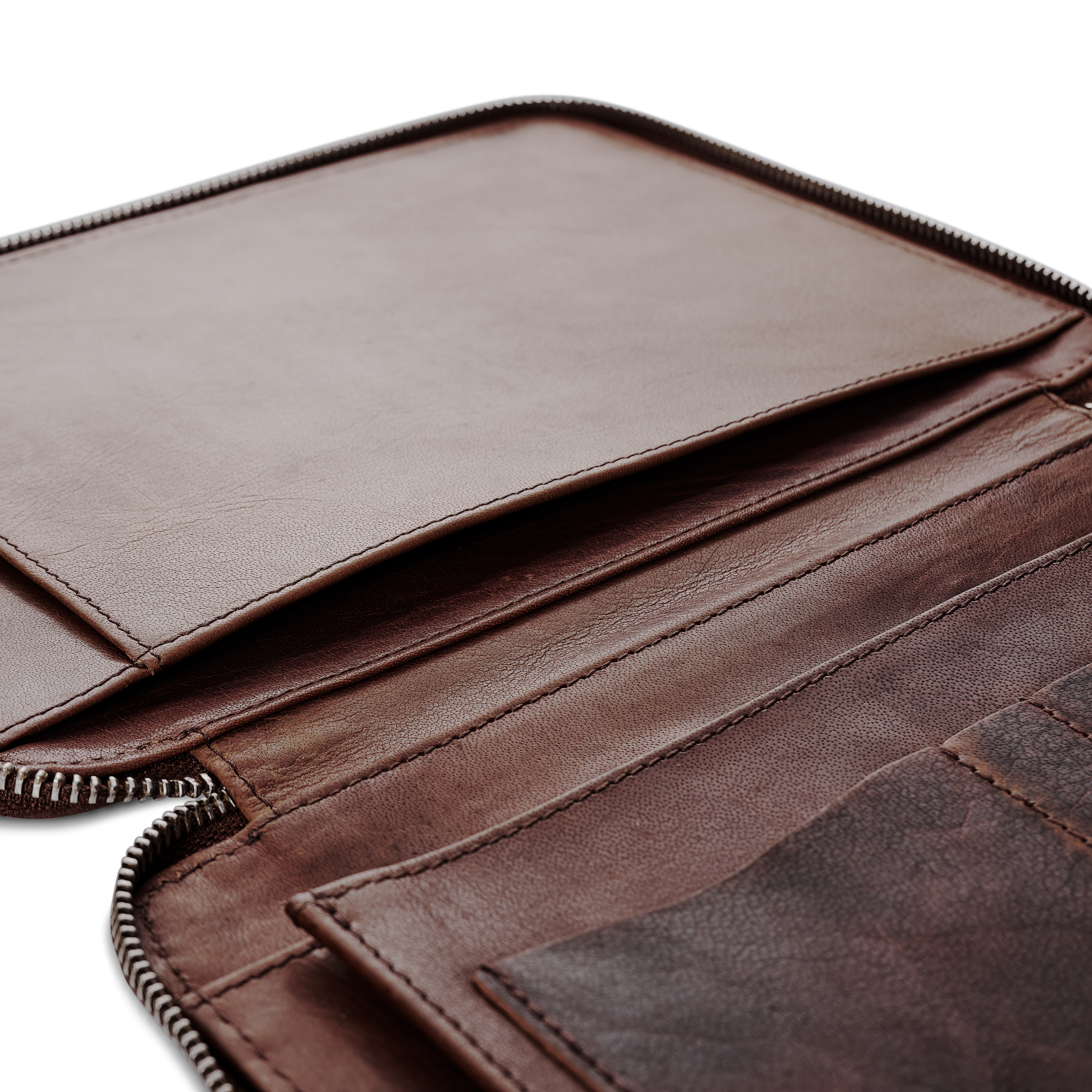 Brown Zippered Refillable Buffalo Leather Notebook & Journal Cover - 6