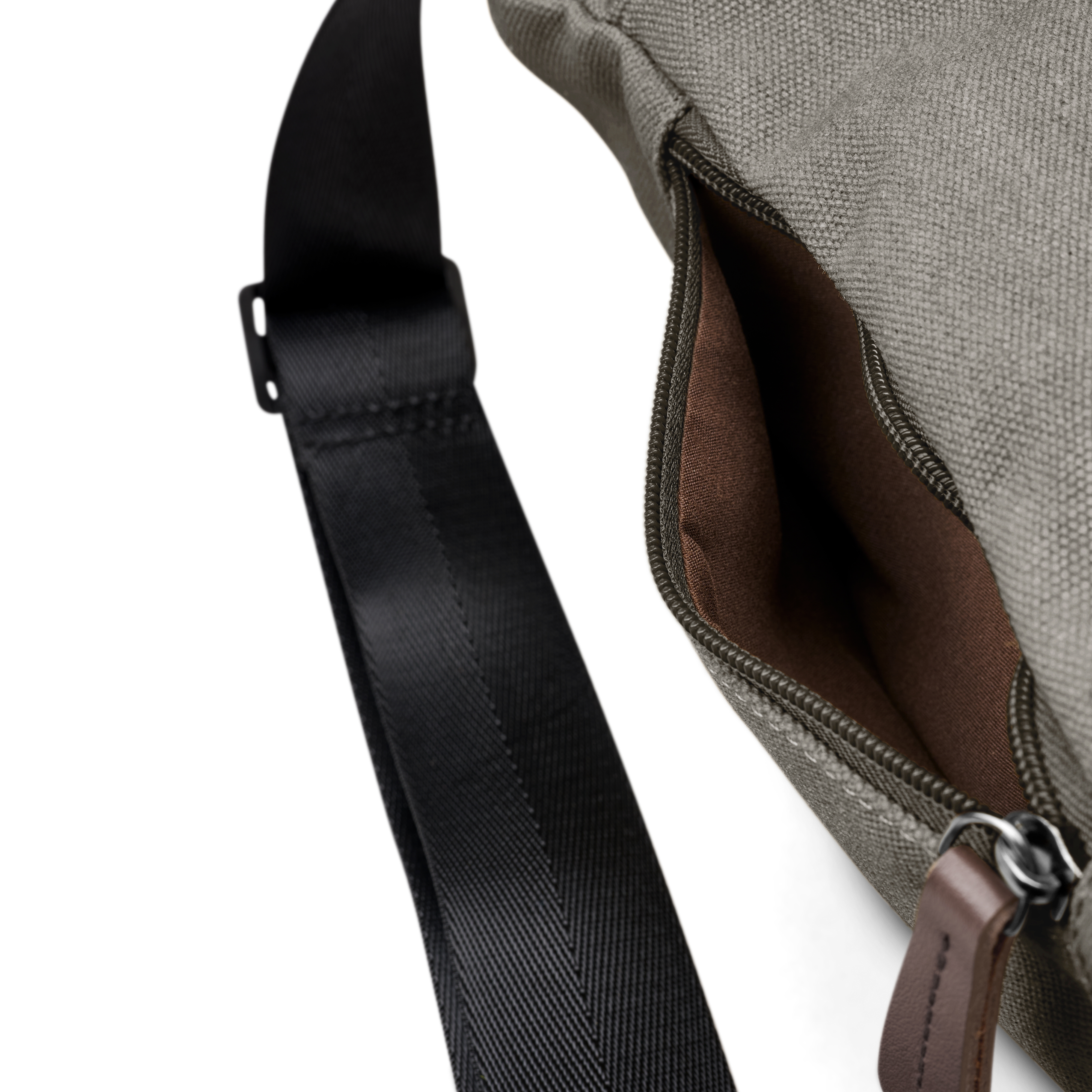 Metallic Grey Canvas & Brown Leather Bum Bag - 5