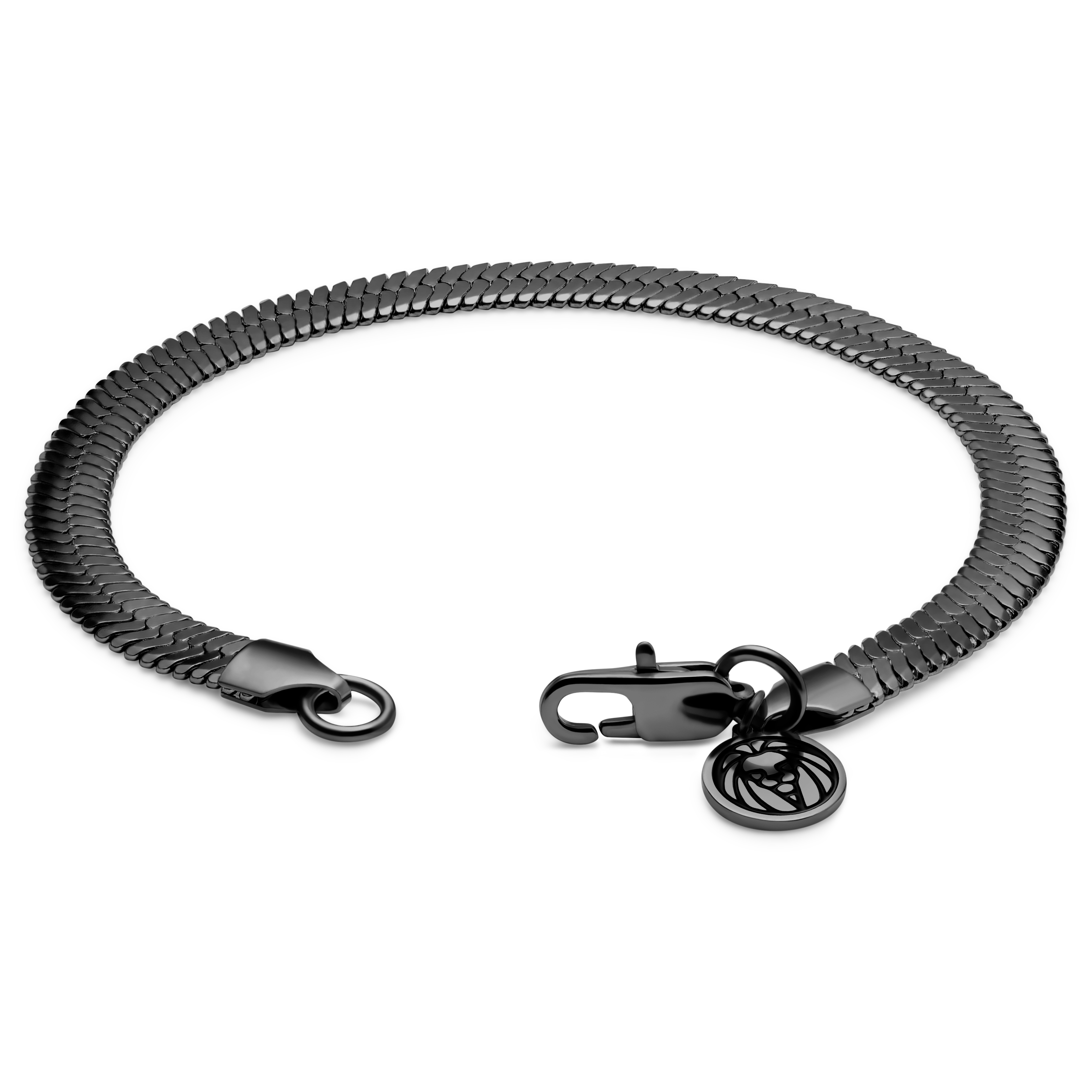 Essentials | 6 mm Gunmetal Zwarte Armband met Visgraatschakels - 3