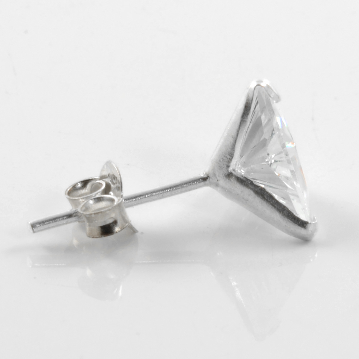 8 mm Triangular Zirconia & 925 Sterling Silver Stud Earring - 2