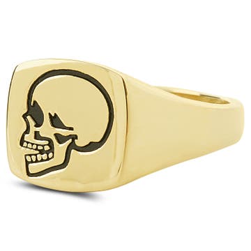 Złoty pierścień z czaszką 925s