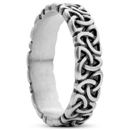 Evan | 5 mm Silver-Tone Stainless Steel With Trinity Knot Pattern Celtic Ring