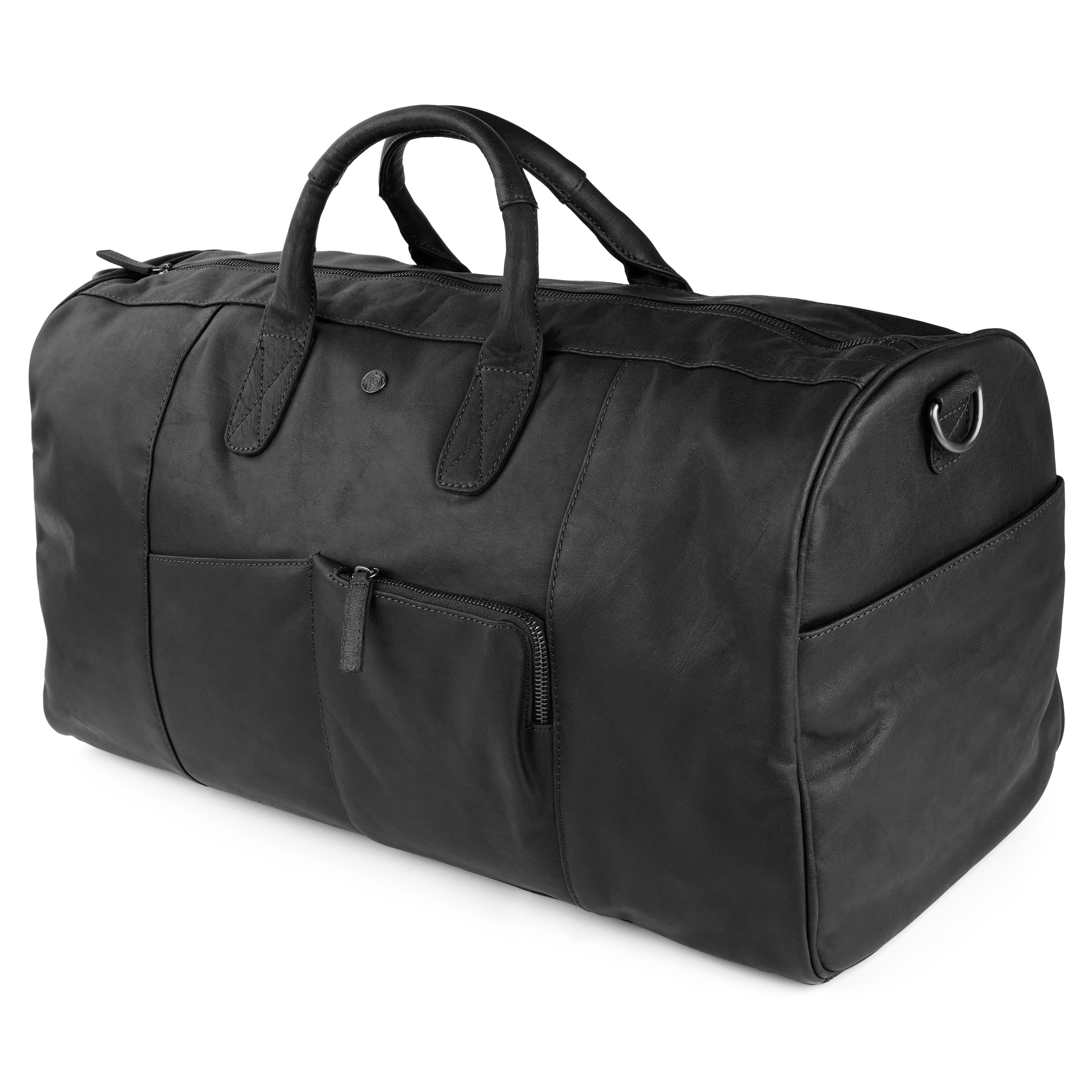 Oxford Classic Black Weekender Leather Bag - 4