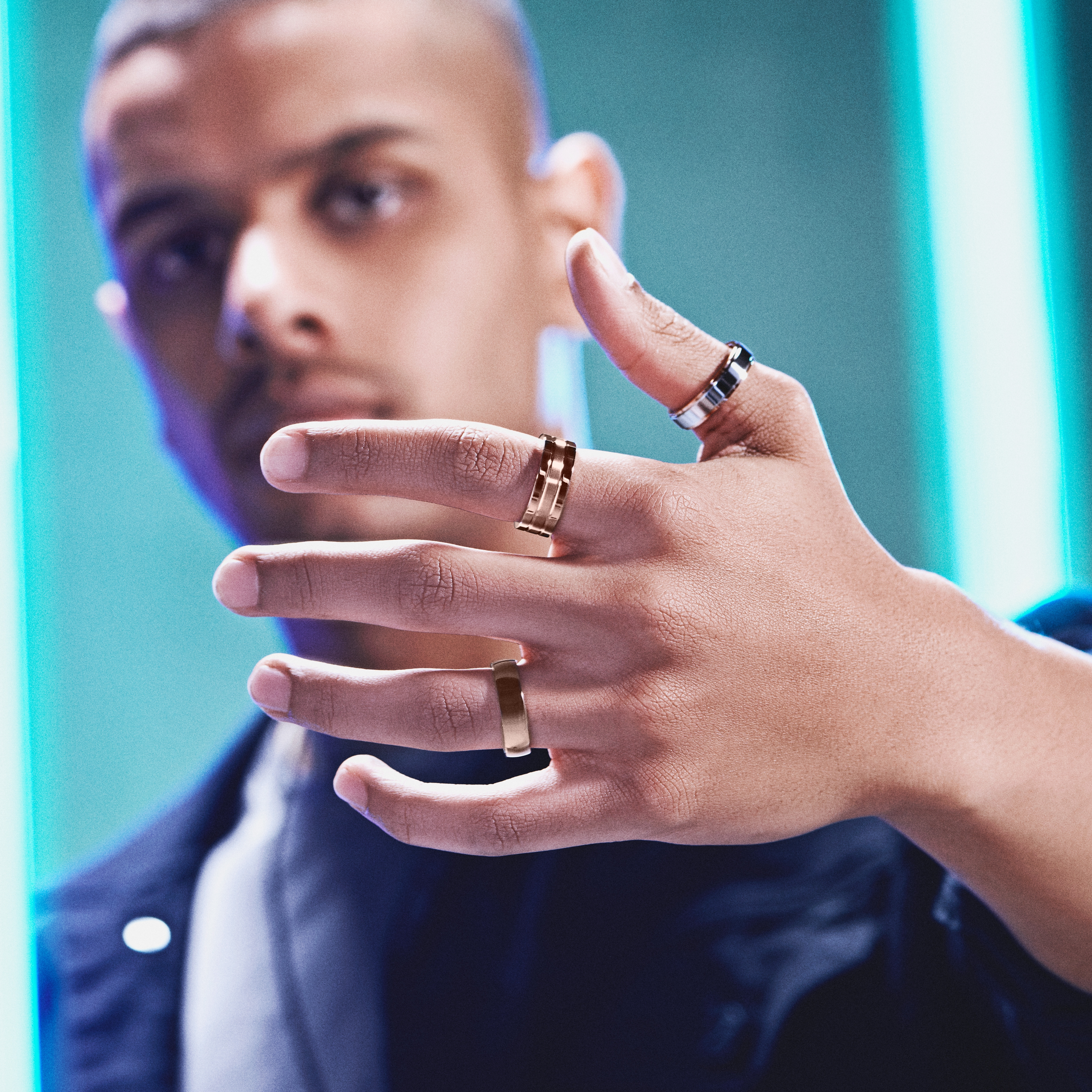 Ferrum | 6 mm Polished Rose Gold-tone & Silver-tone Stainless Steel Step Ring - 4