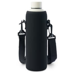 Czarny sportowy pokrowiec na butelkę z neoprenu | 750 ml