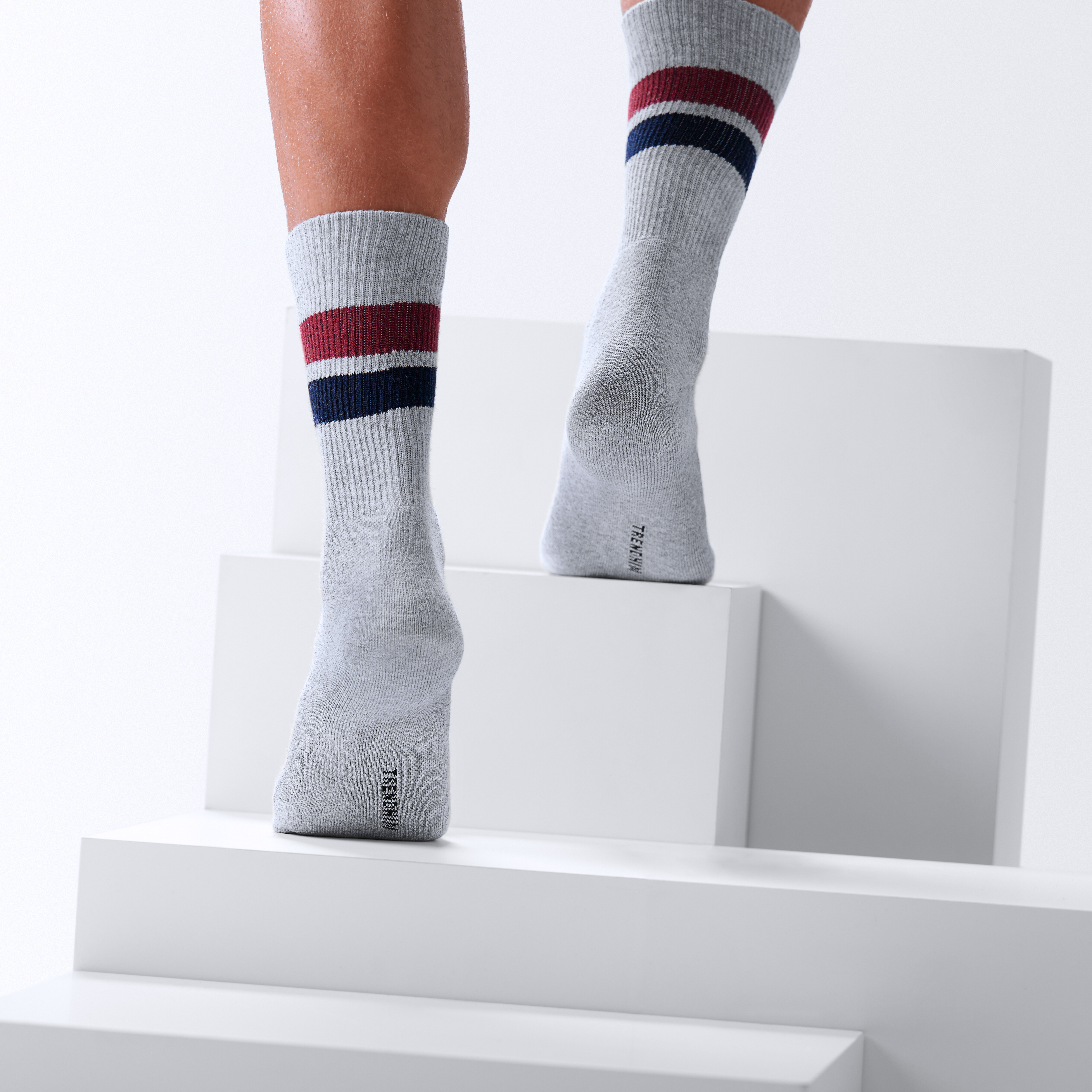 DryFeel | Calcetines de tenis de algodón con rayas gris claro - 4